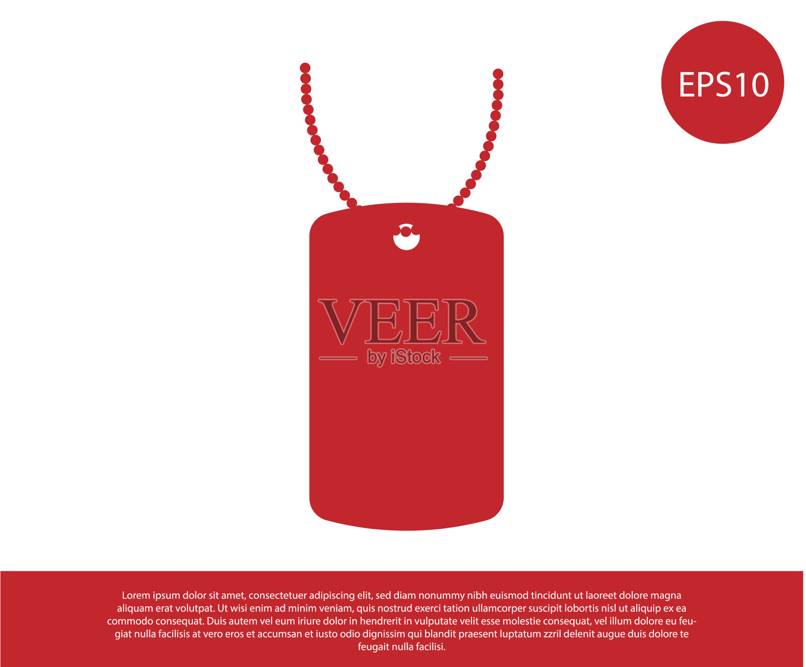 红色军犬标签图标孤立在白色插画图片素材