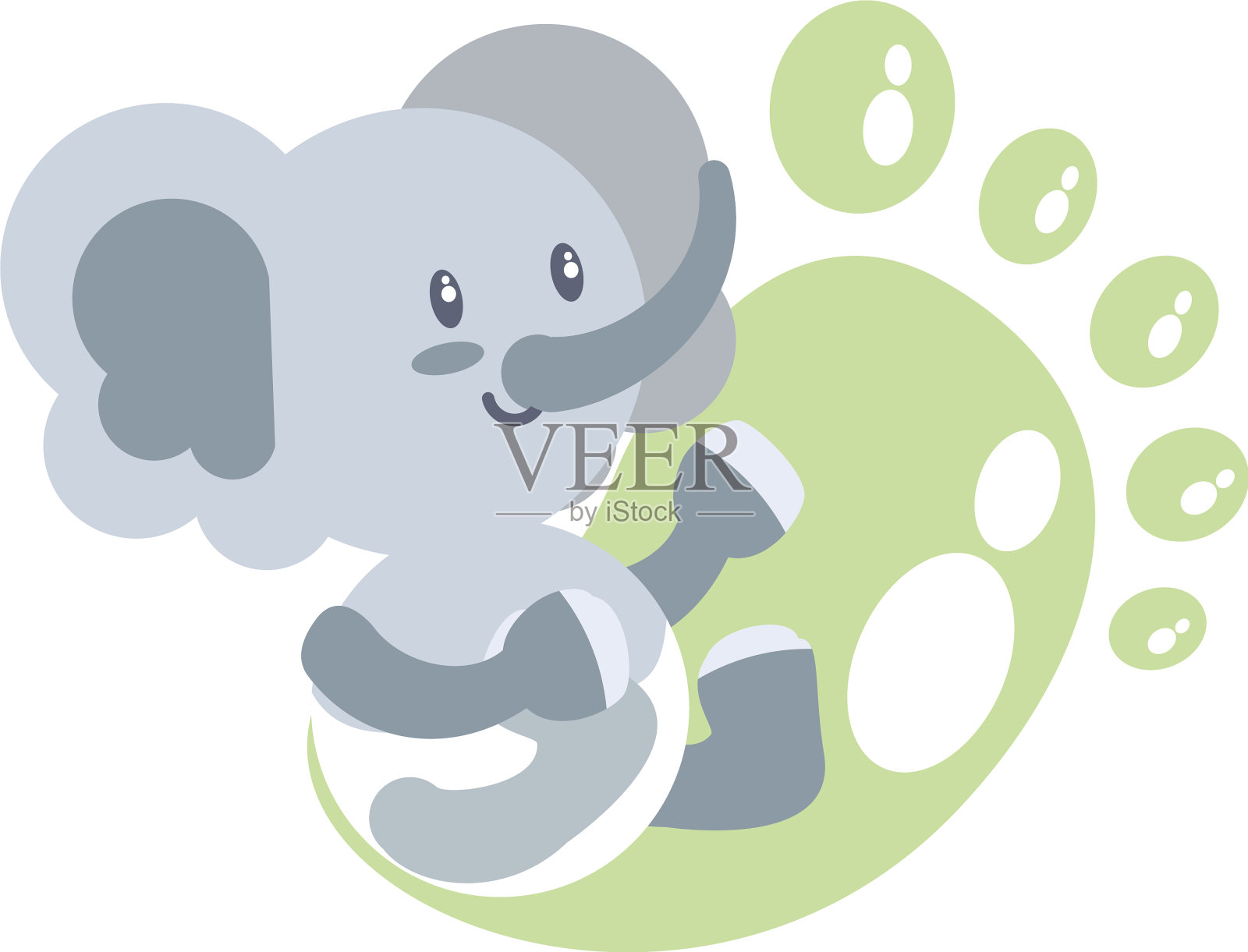 可爱的大象宝宝和脚印装饰设计元素图片