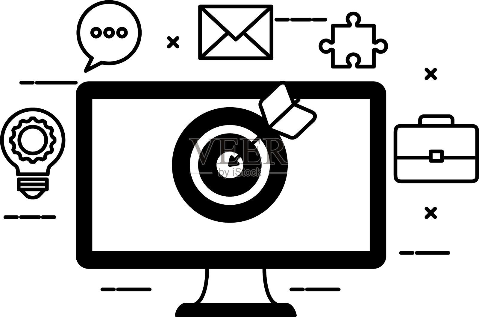 带有目标和图标的台式计算机设计元素图片