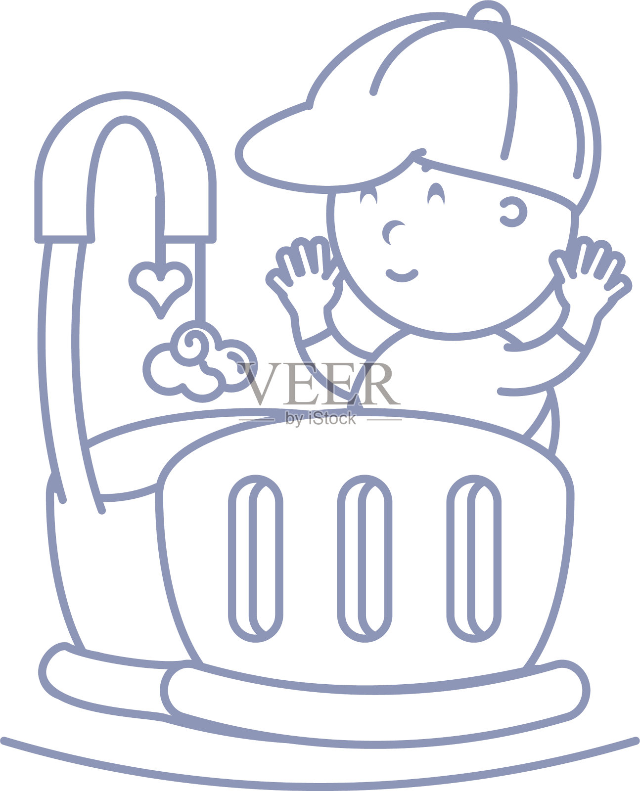 小男孩在可爱的婴儿床化身角色设计元素图片