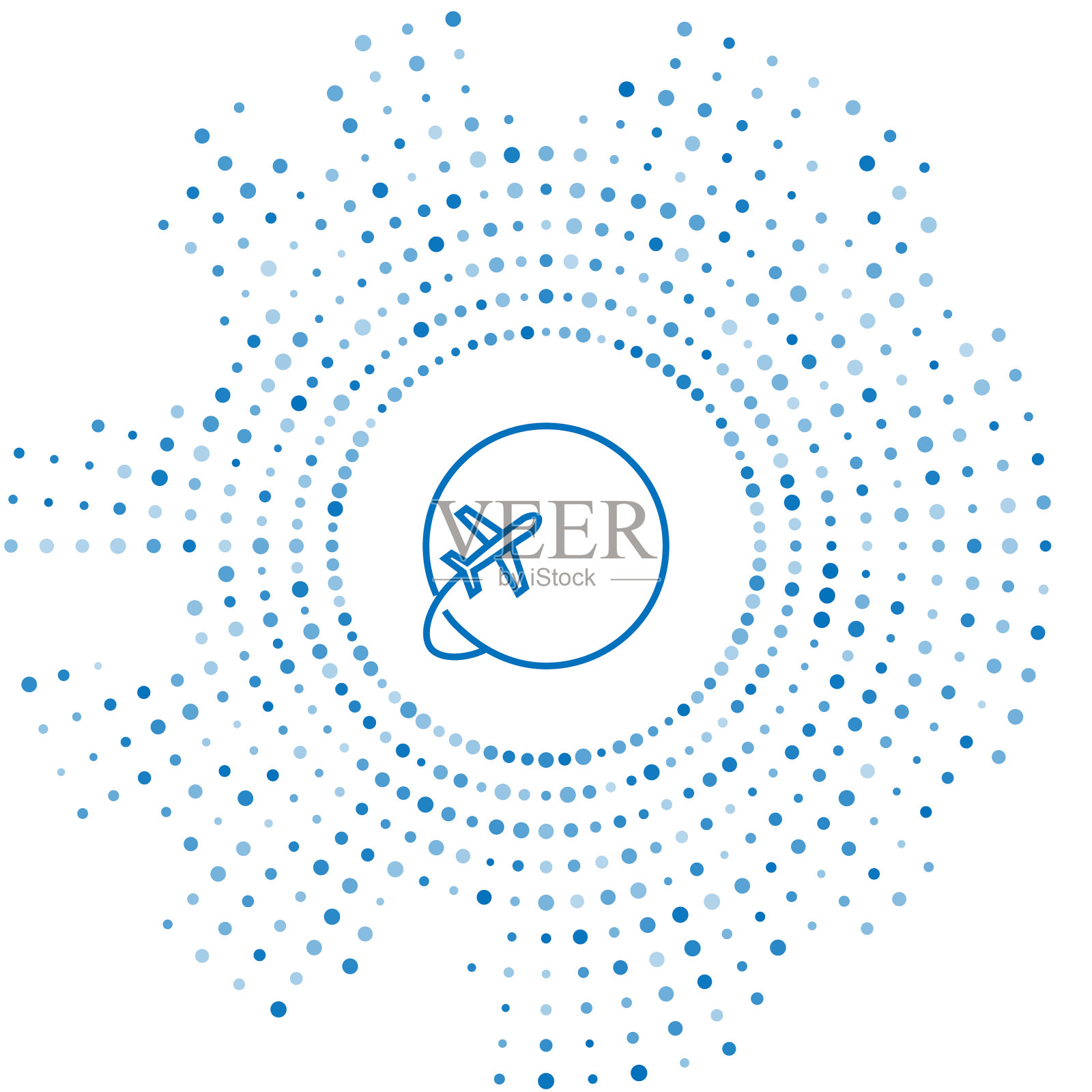 蓝色线地球仪与飞行飞机图标隔离上插画图片素材