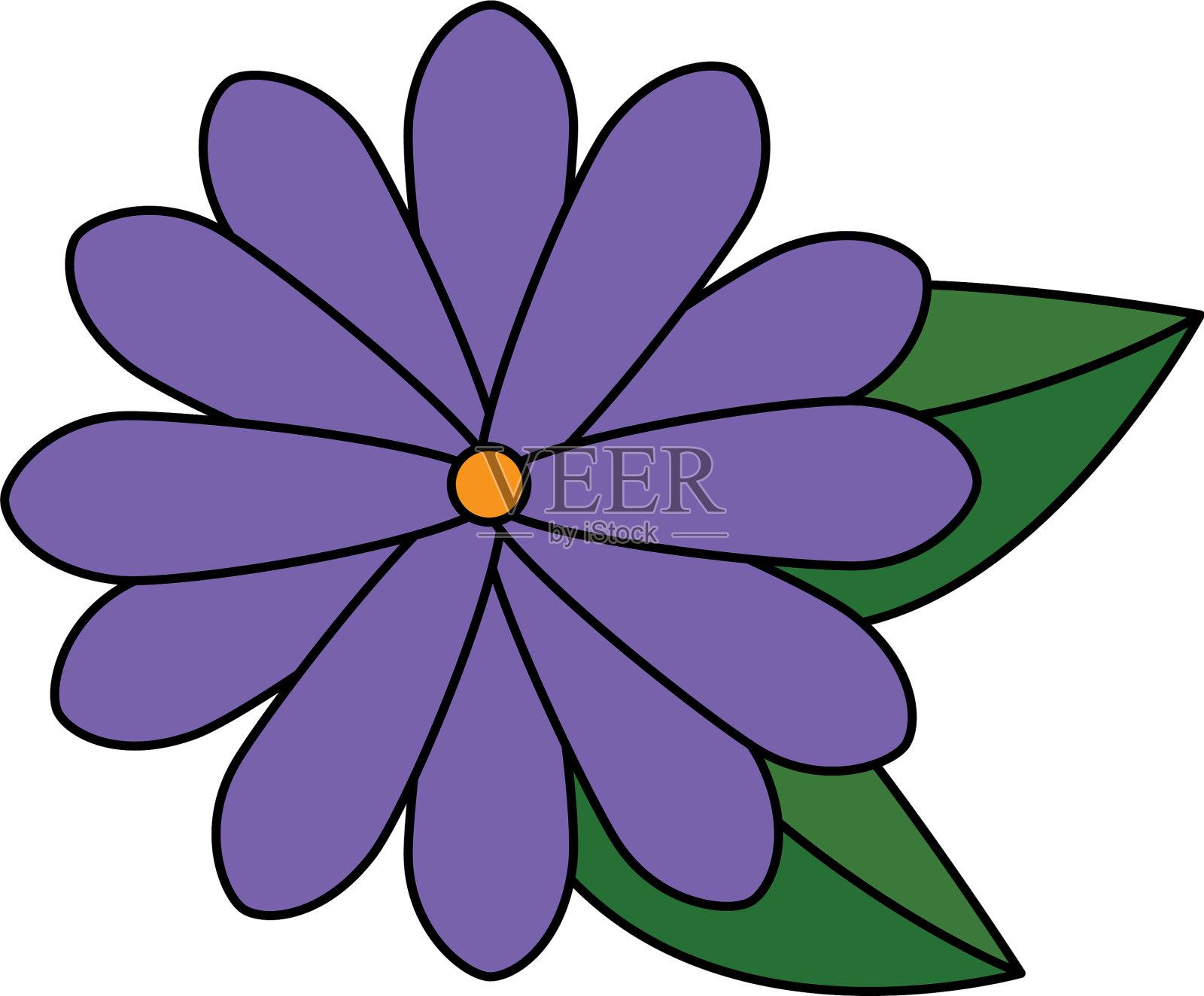 美丽的花与叶子花园装饰图标设计元素图片