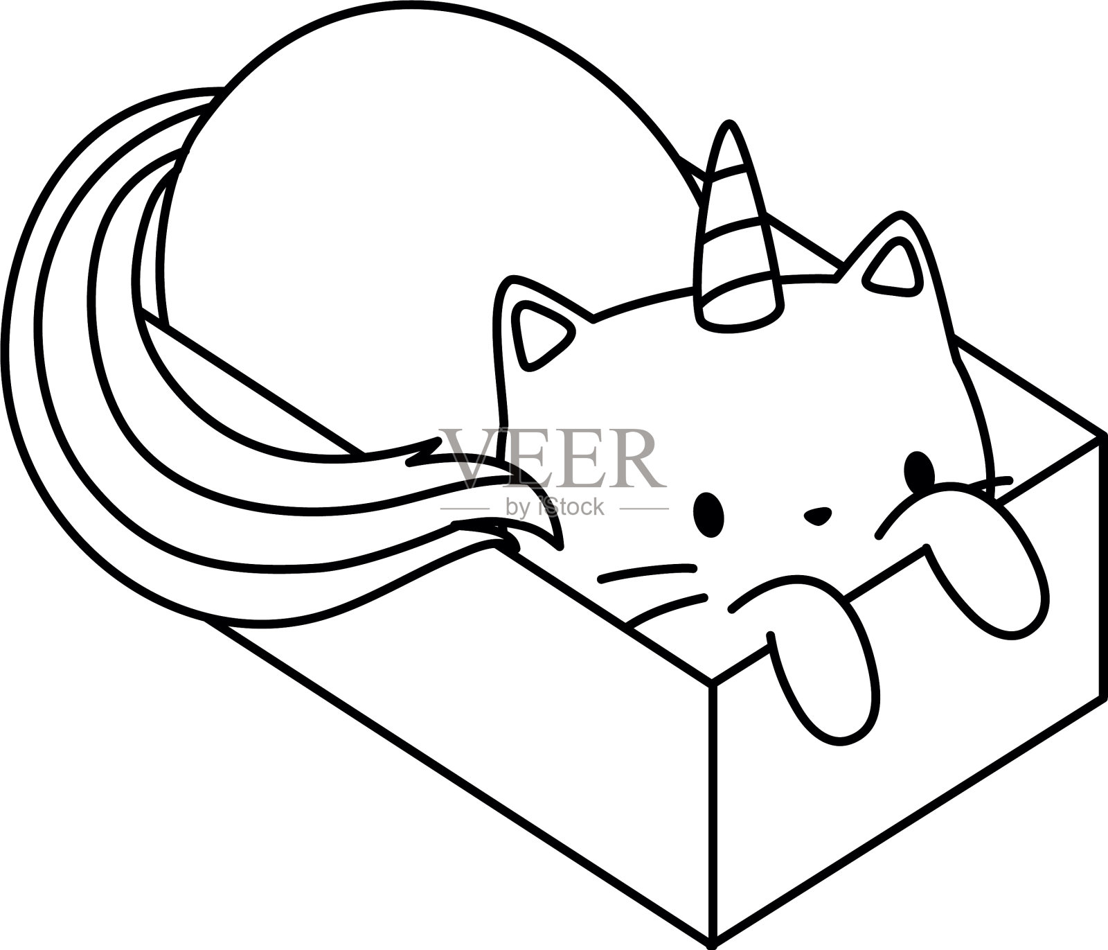 独角兽猫卡通设计设计元素图片