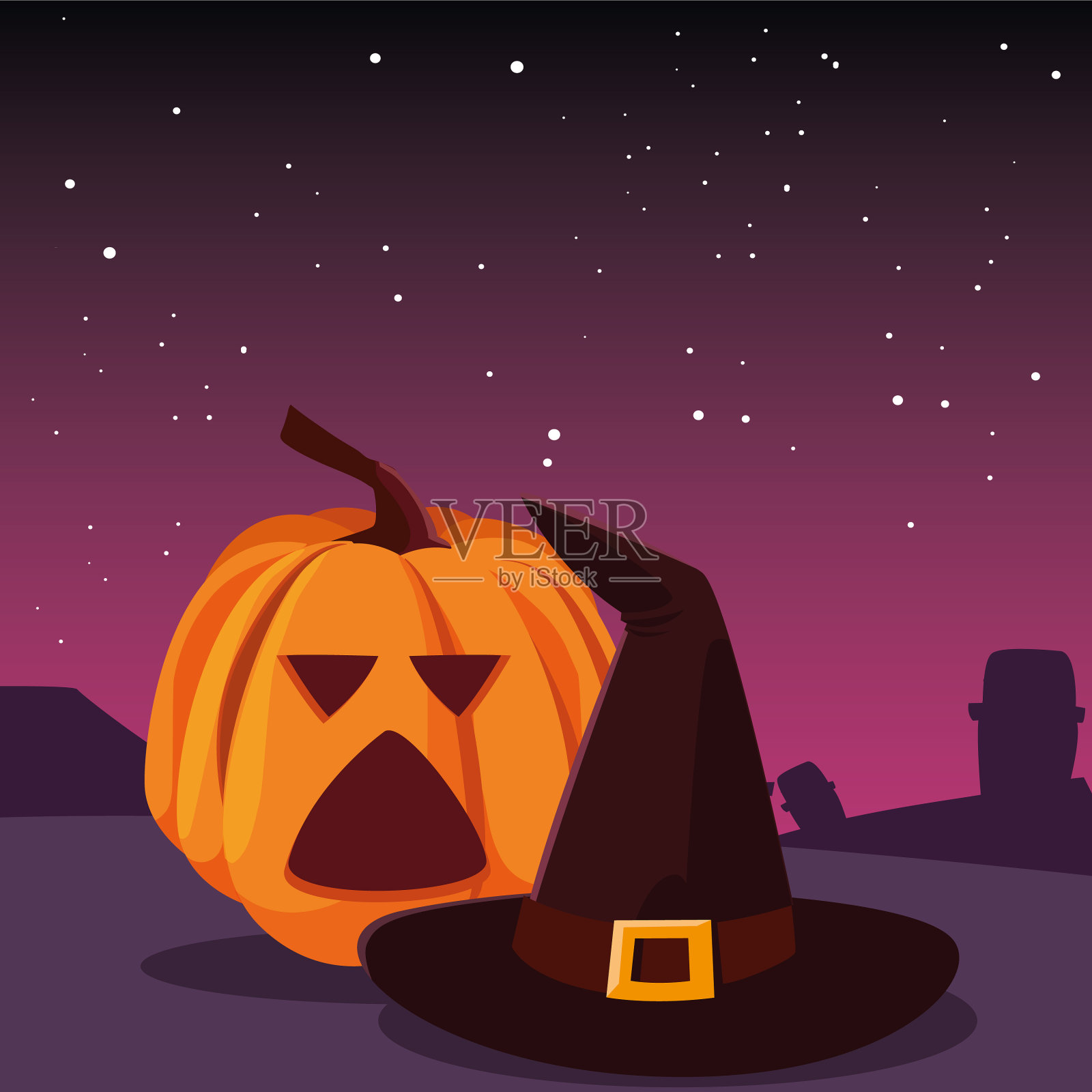 南瓜万圣节快乐庆祝设计插画图片素材