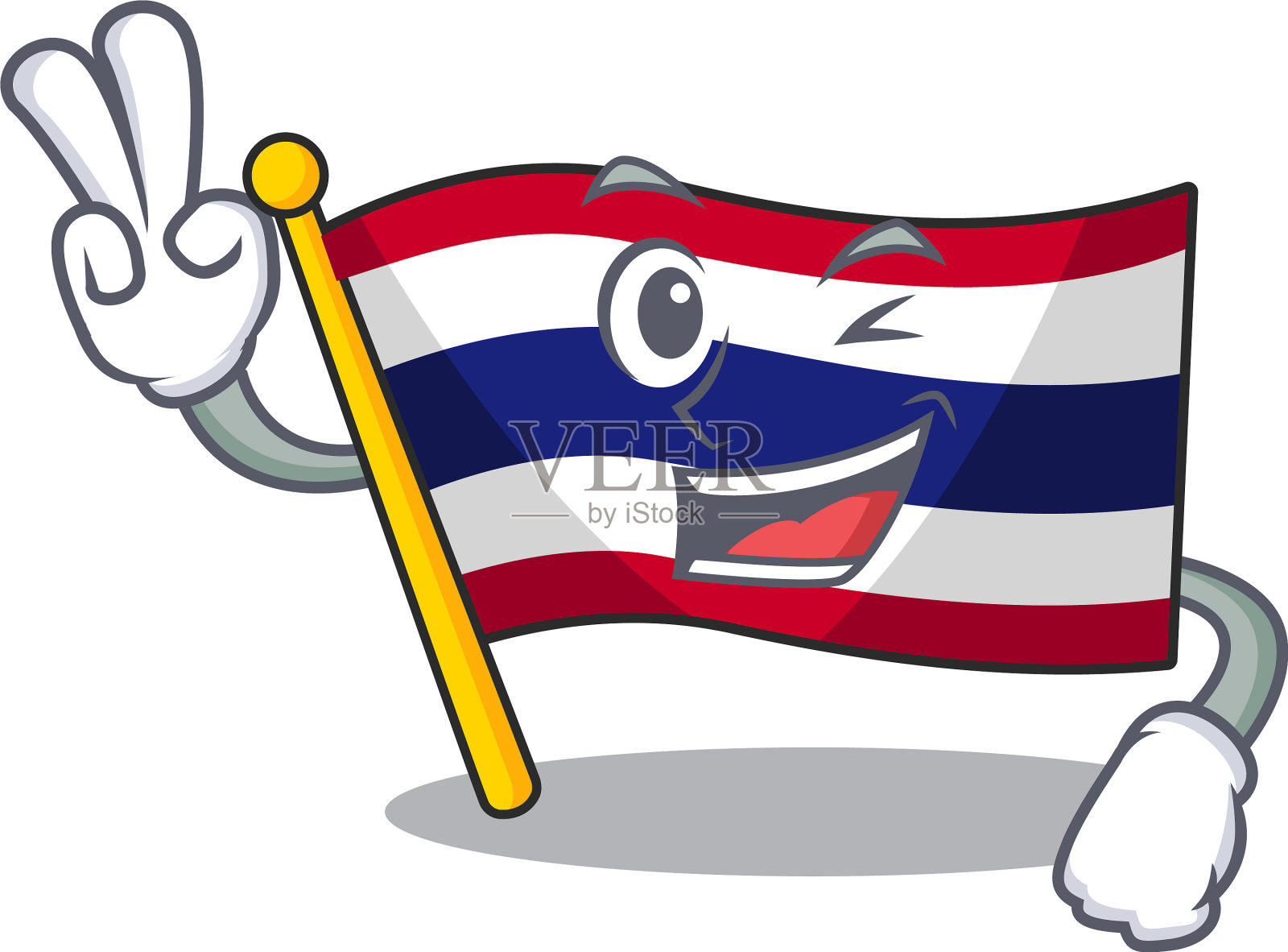 两指旗与泰国隔绝插画图片素材