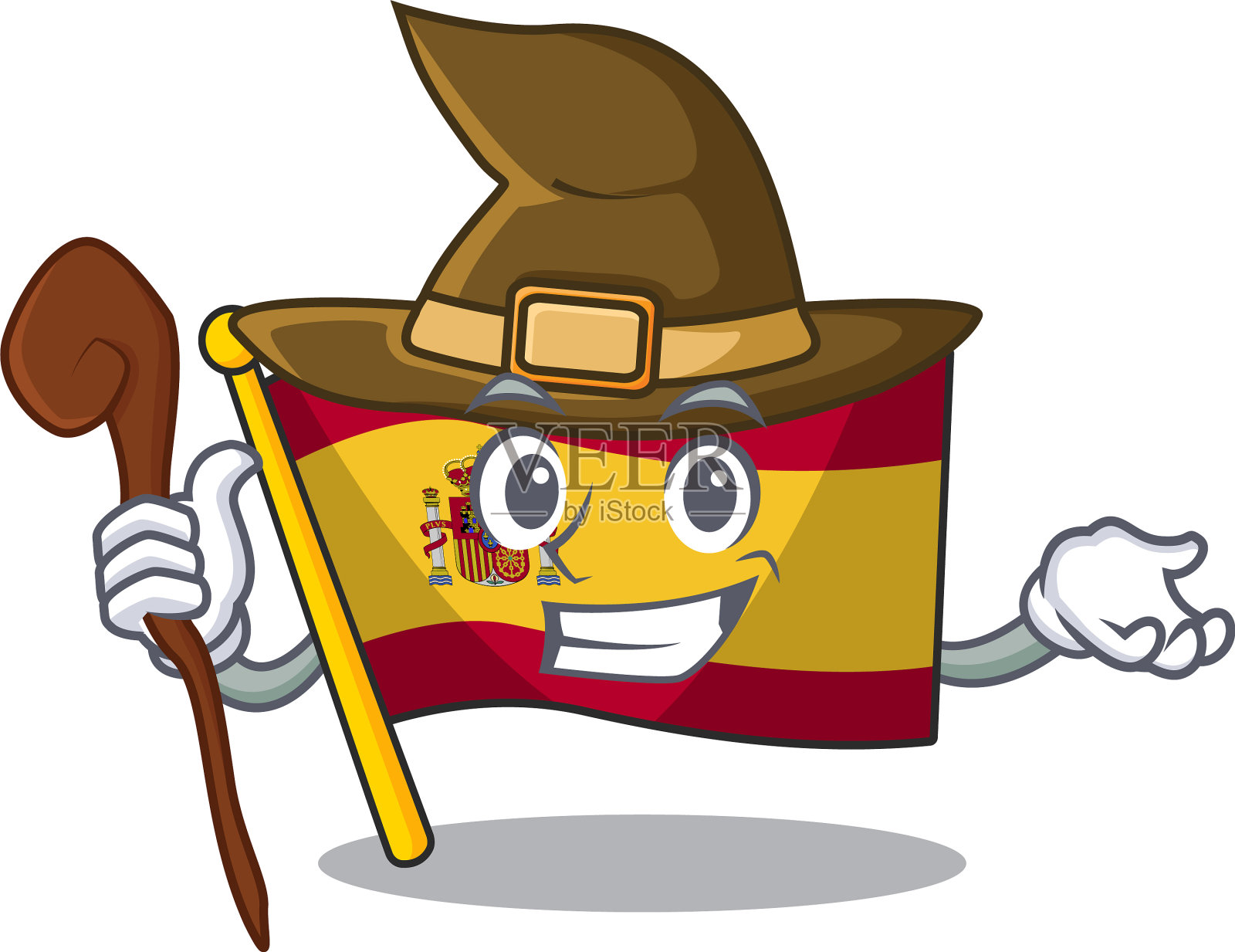 卡通中孤立的西班牙女巫旗插画图片素材