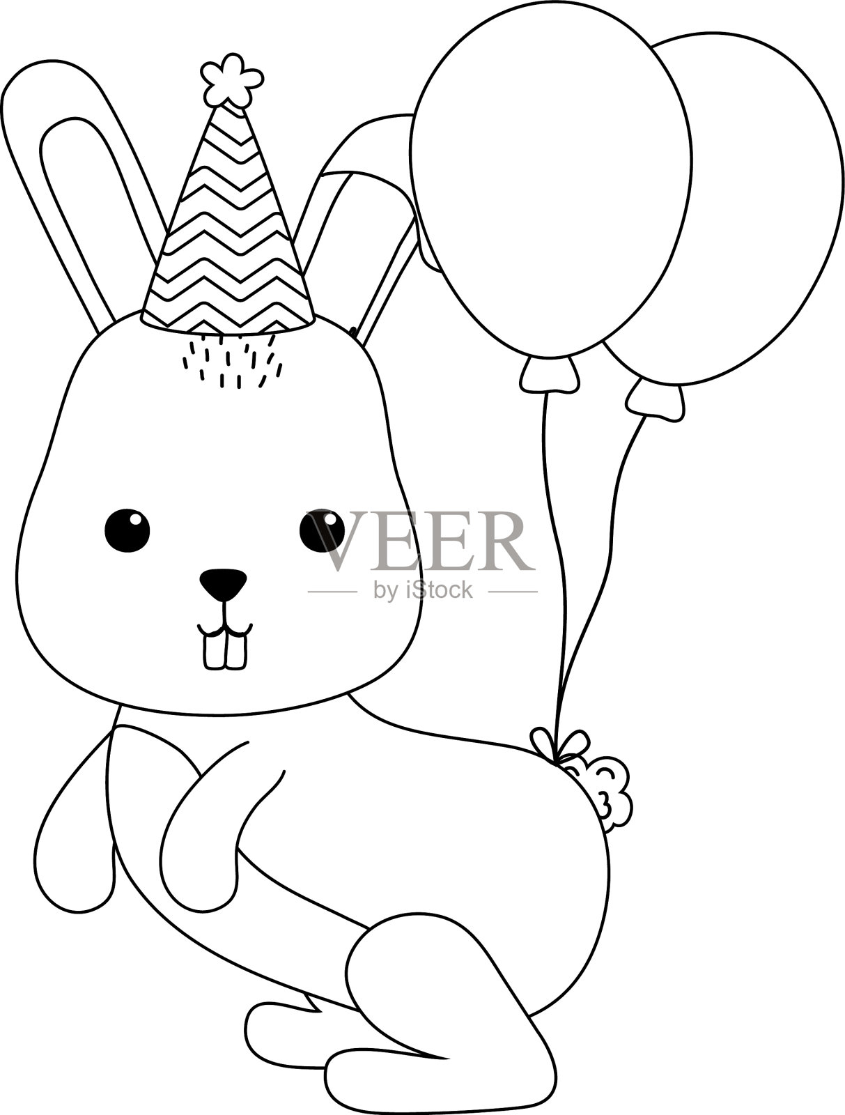 兔子卡通与快乐生日图标设计设计元素图片