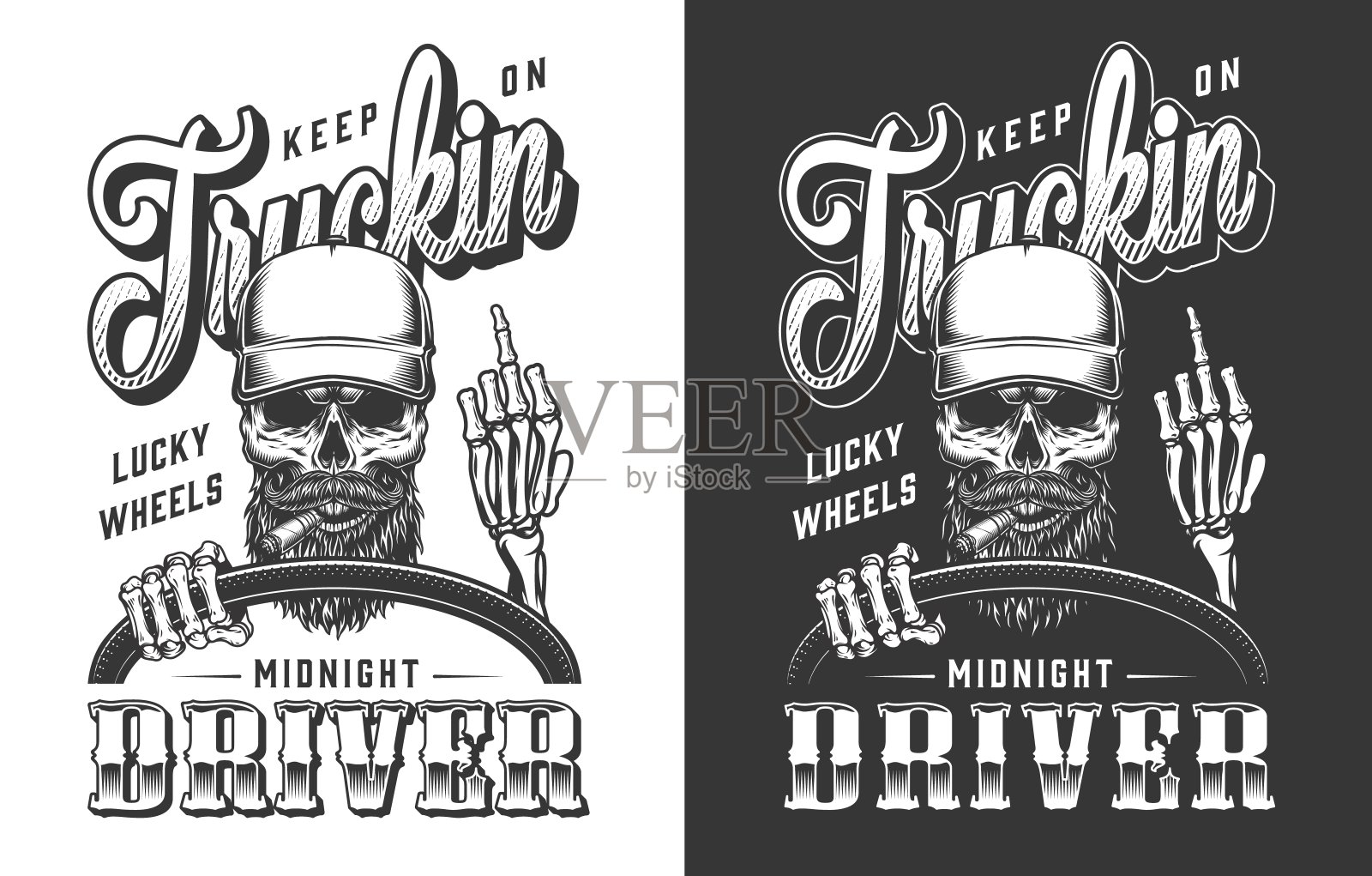 卡车司机的头骨插画图片素材