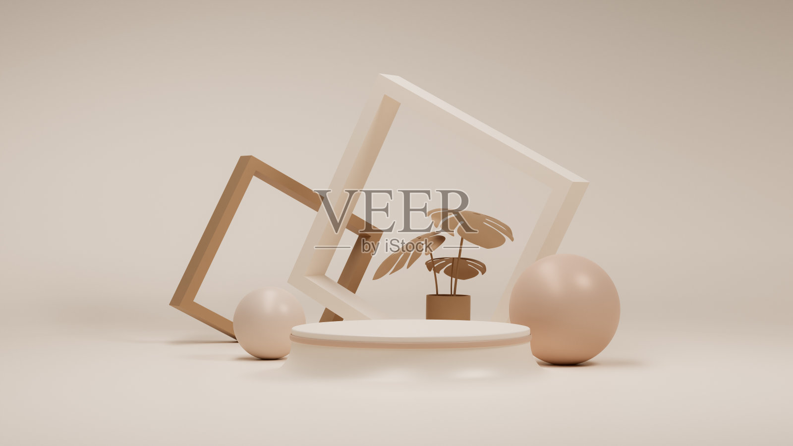 最小桃肤色的讲台显示背景。3 d演示。照片摄影图片