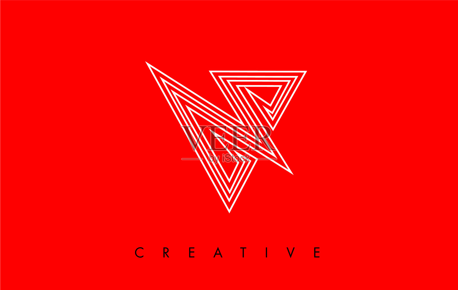 标志黑色V字母与红色V字母创意插画图片素材