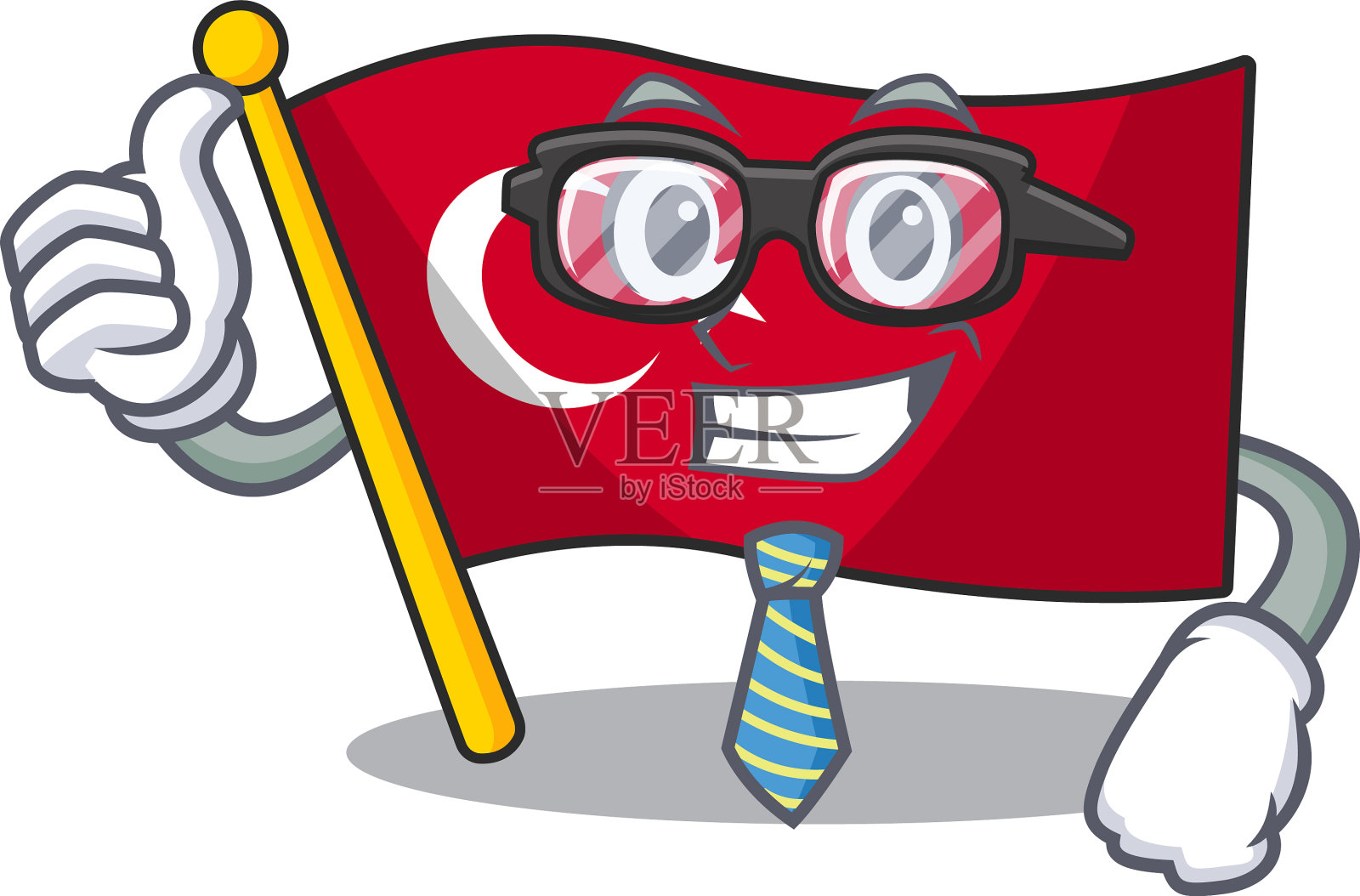 商人旗帜土耳其在卡通孤立设计元素图片