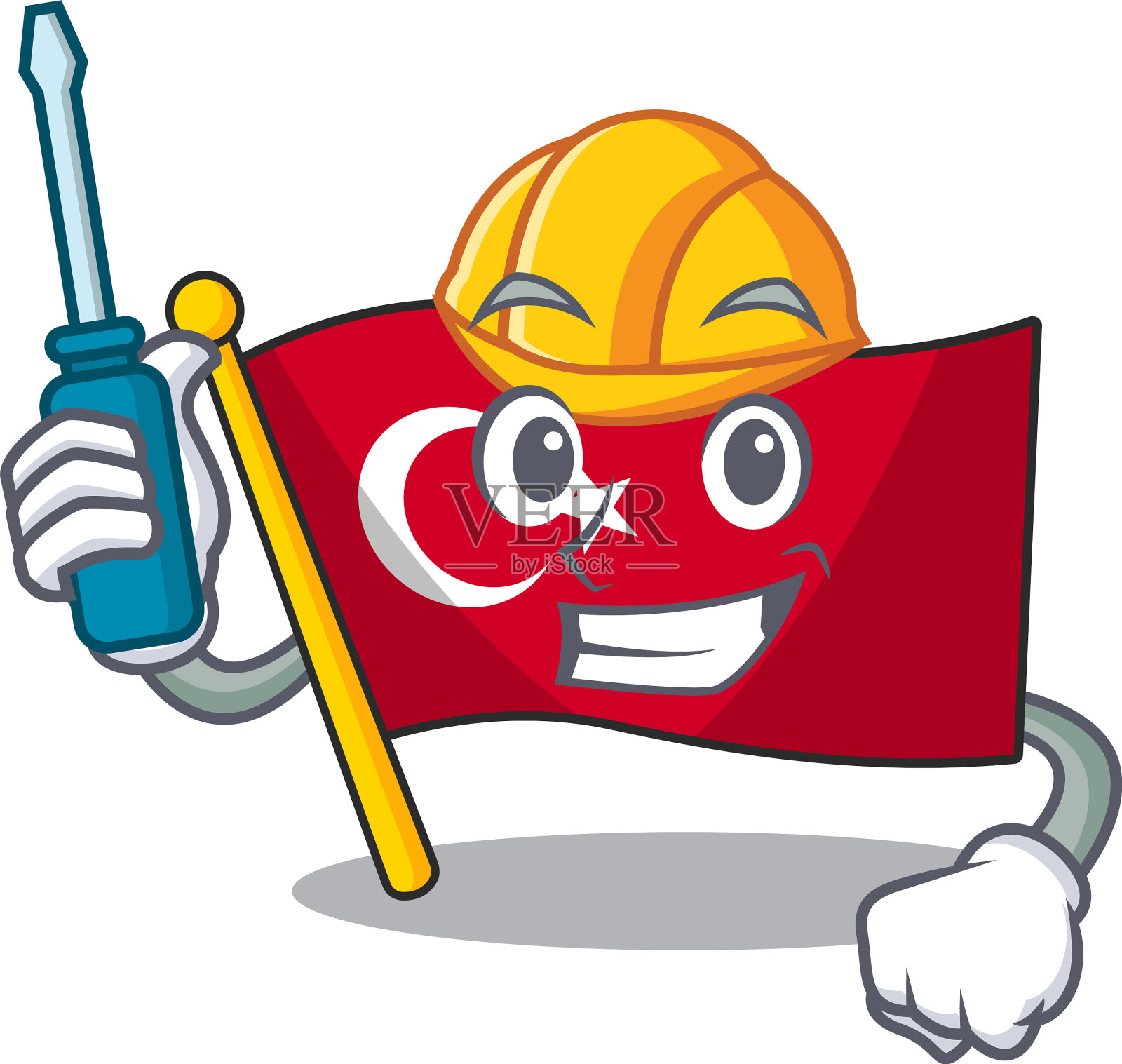 吉祥物抽屉里的汽车土耳其卡通旗设计元素图片