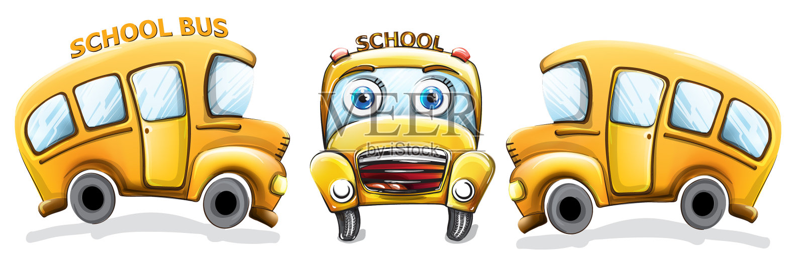 校车搞笑卡通快乐笑回设计元素图片