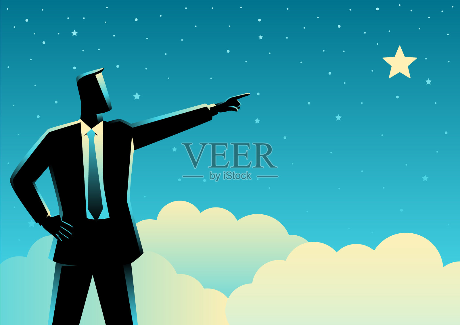 商人指着星星插画图片素材