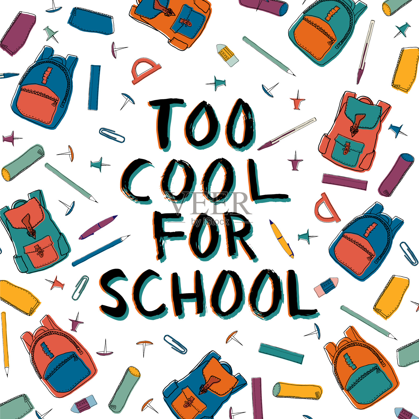 太酷了，不适合在学校用墨水写黑字插画图片素材