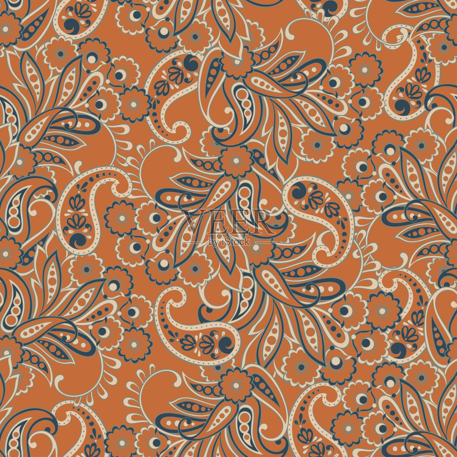 佩斯利花无缝图案插画图片素材