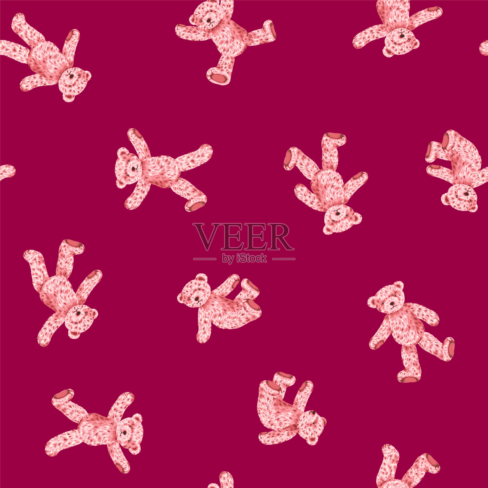 可爱熊插画无缝图案设计元素图片