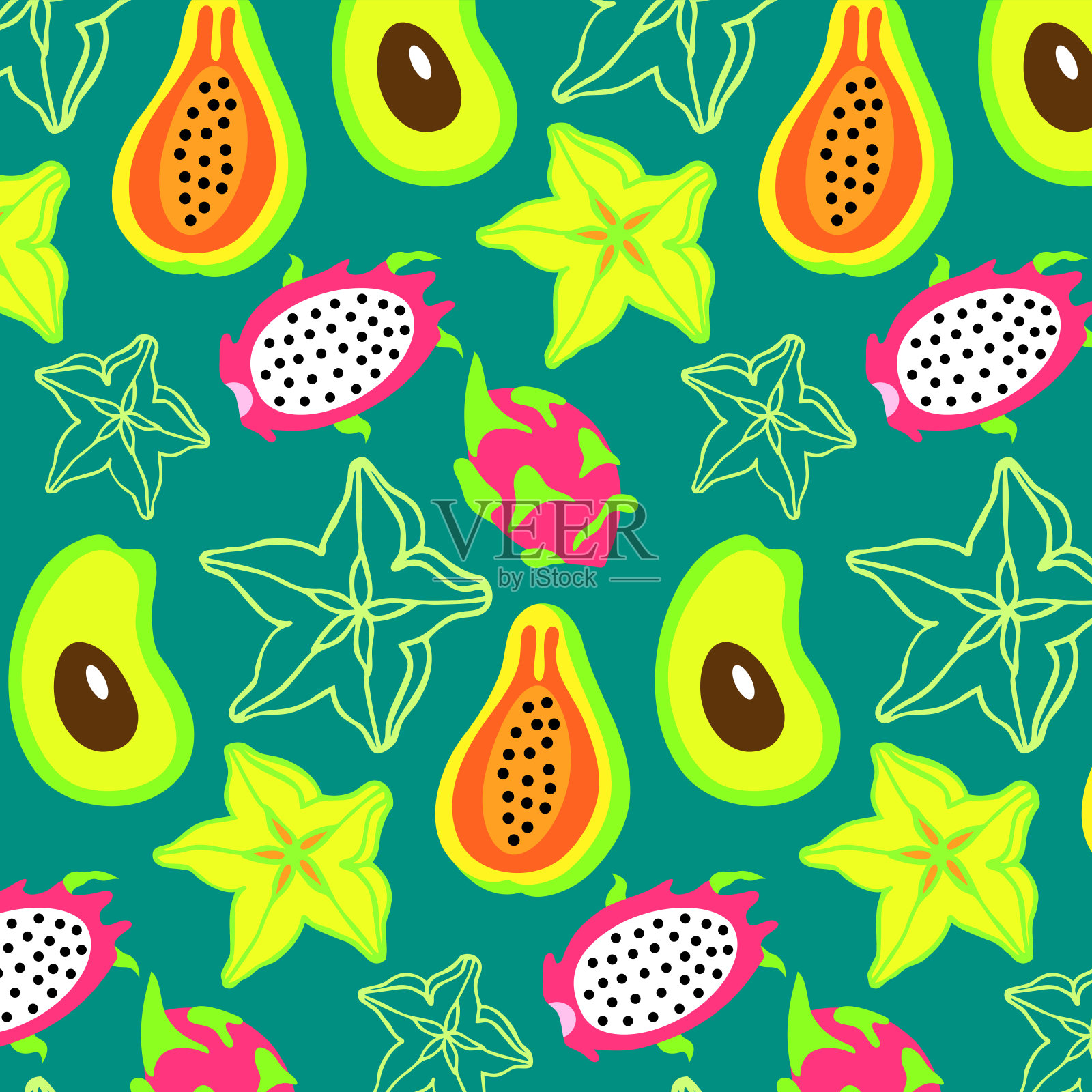 热带水果打印插画图片素材