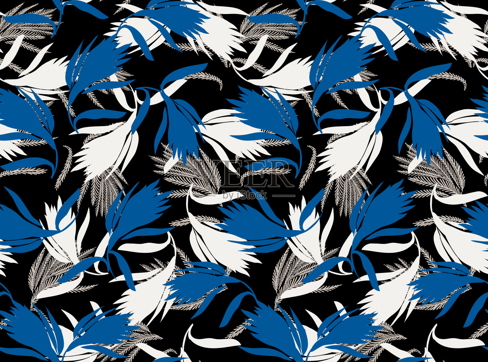 无缝花卉图案，印花。插画图片素材