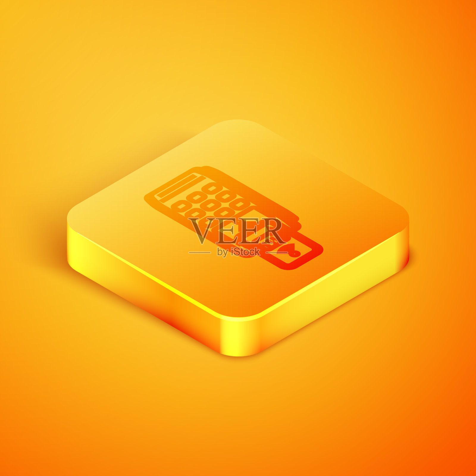 带有打印收据的等距线pos终端图标素材