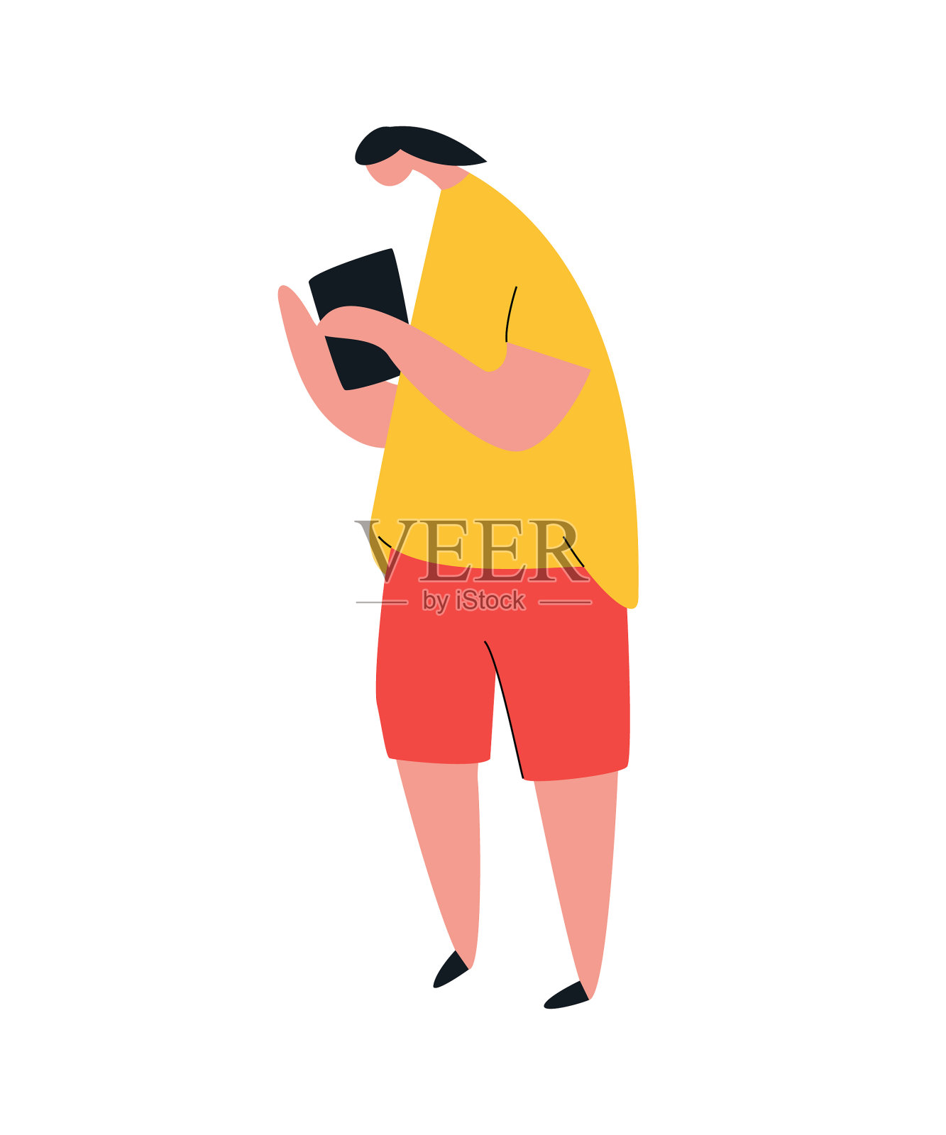 女人浏览智能手机用户设计元素图片