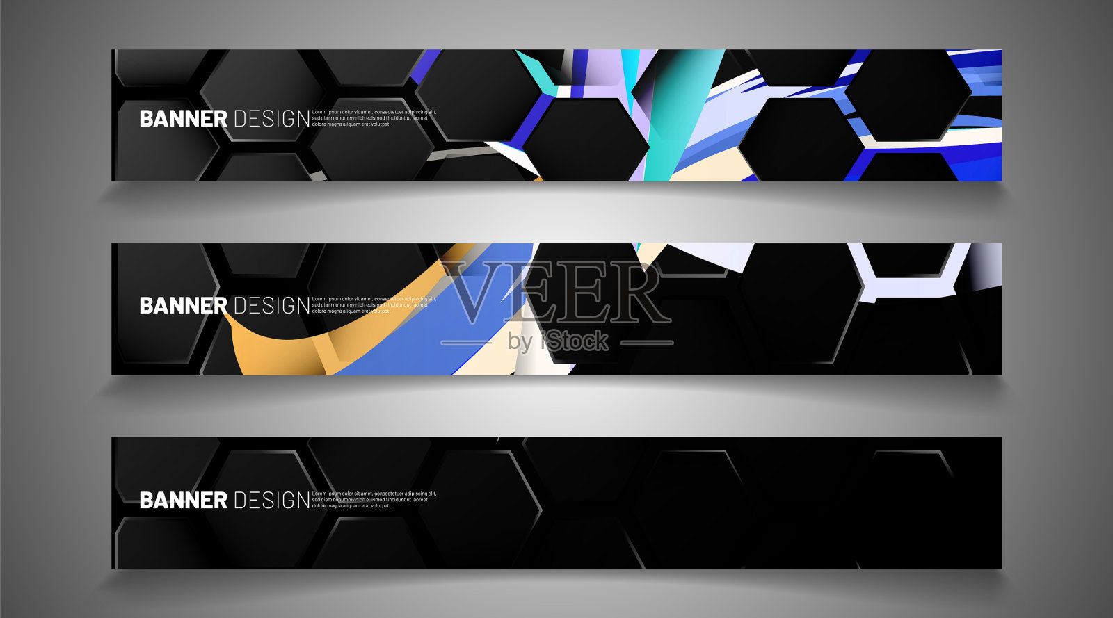 设置背景六边形横幅梯度设计模板素材