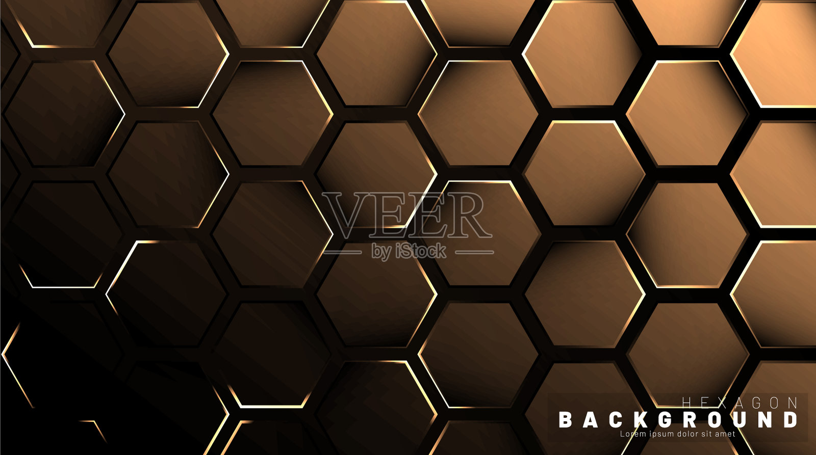 抽象六边形梯度七彩光图案插画图片素材