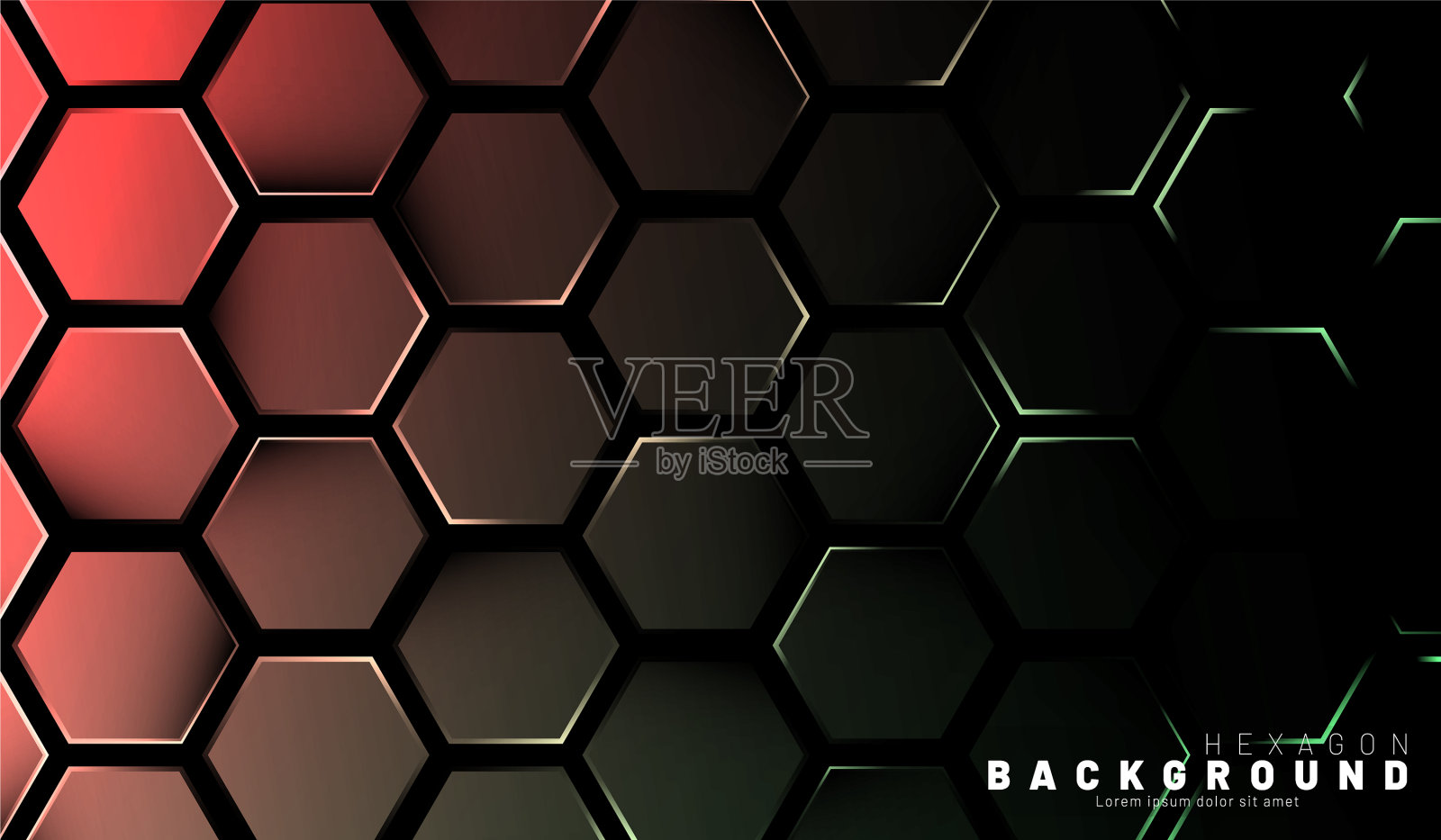 抽象六边形梯度七彩光图案插画图片素材