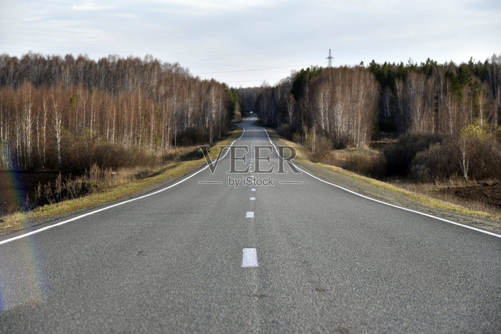 高速公路上的森林在春天的下午照片摄影图片