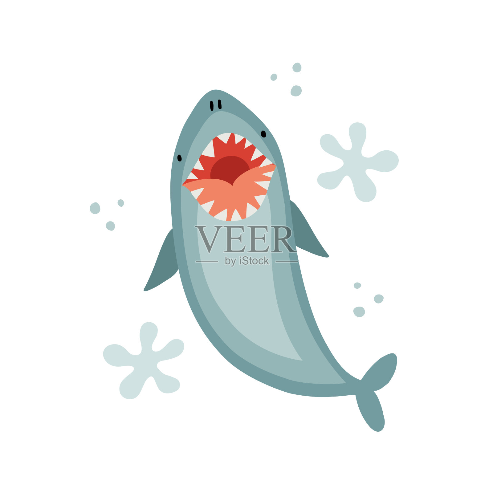 有趣的鲨鱼插画图片素材