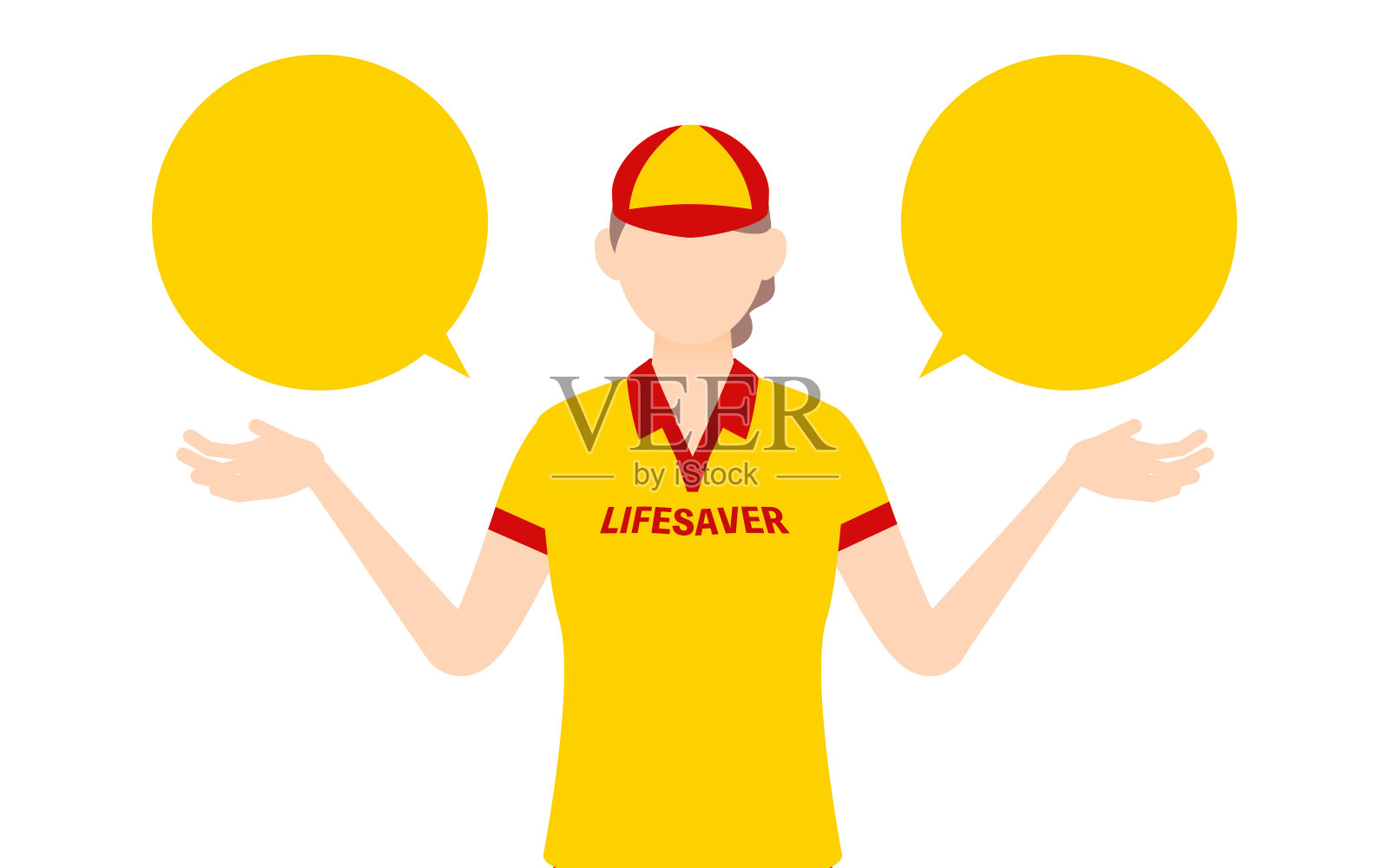 女性救生员摆姿势，推荐A和B插画图片素材