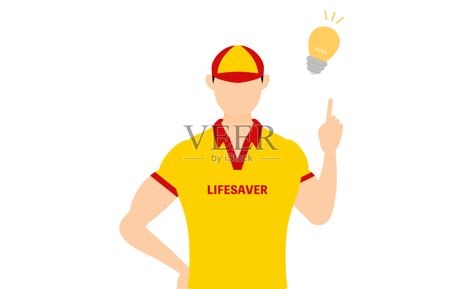 男性救生员摆出各种姿势，指点和建议插画图片素材