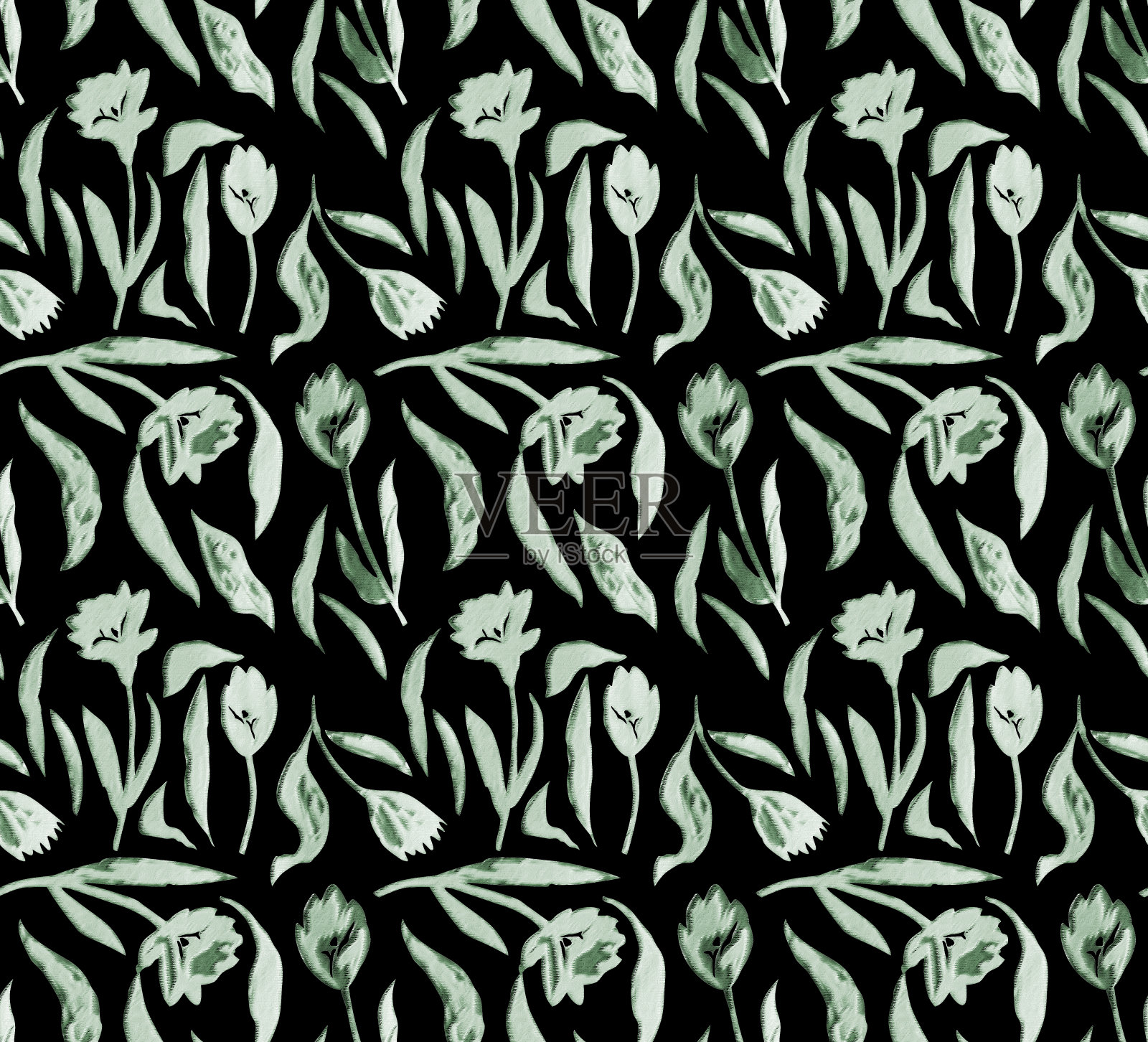 无缝花卉图案，印花。插画图片素材