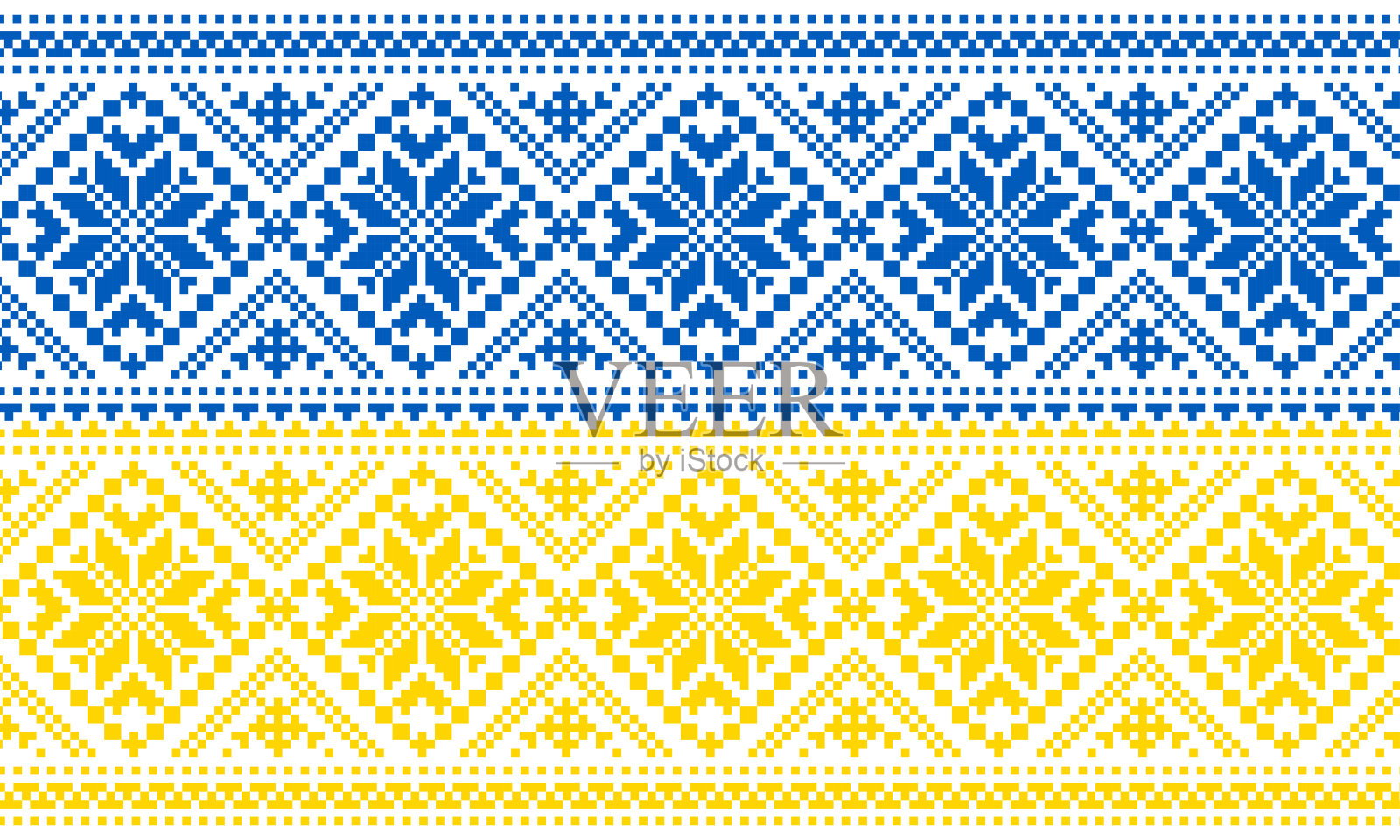 绘有乌克兰国旗颜色的乌克兰绣花装饰品插画图片素材