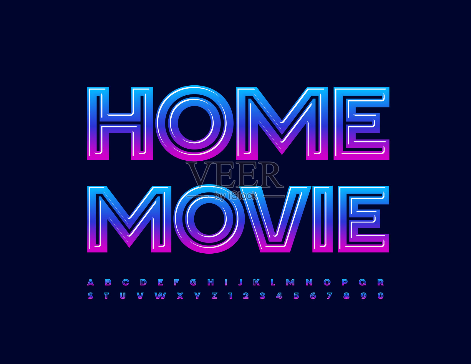 矢量事件传单家庭电影。时髦的字母和数字集插画图片素材