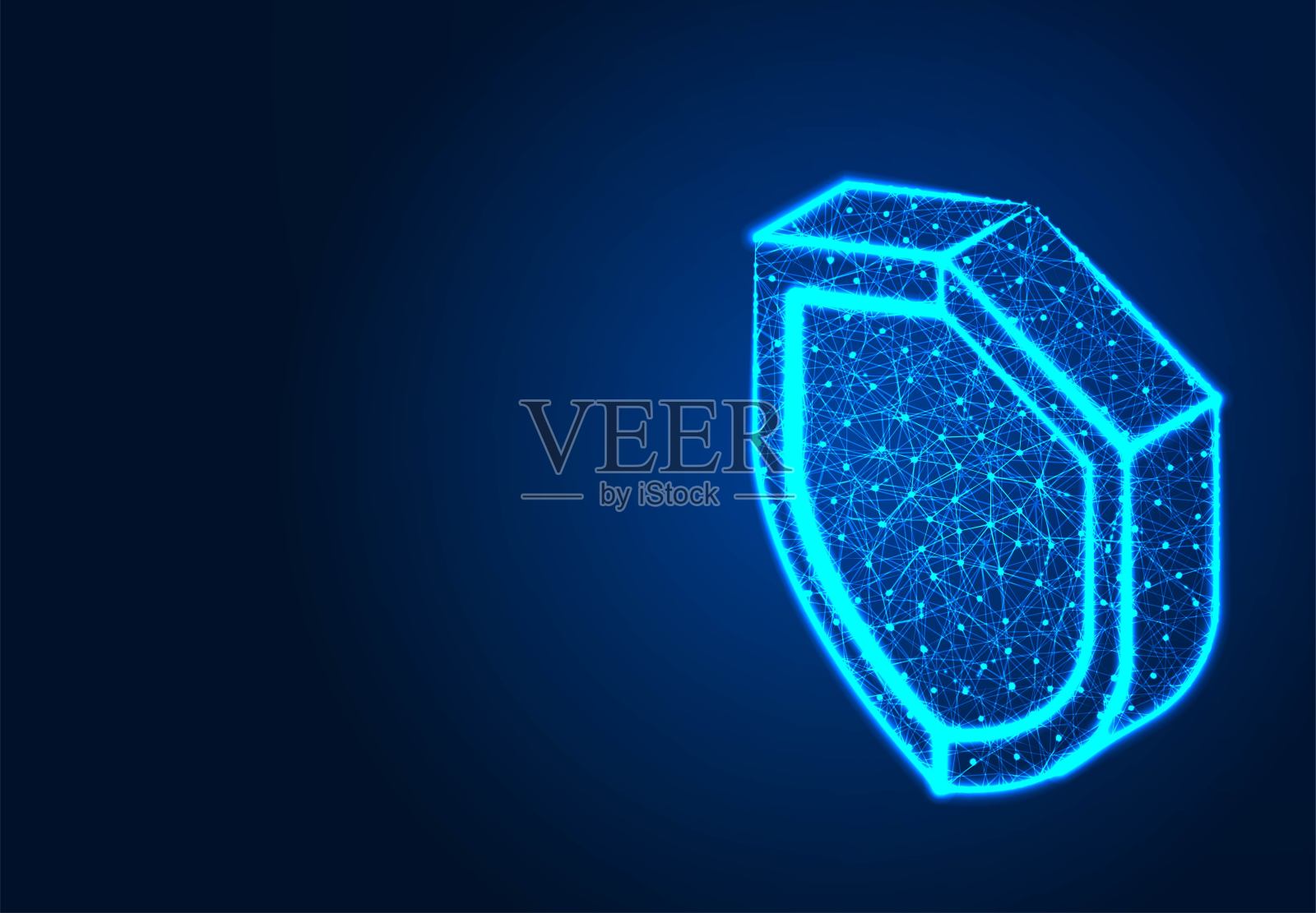 等距安全盾，抽象低多边形设计，从线和点线框，矢量插图插画图片素材