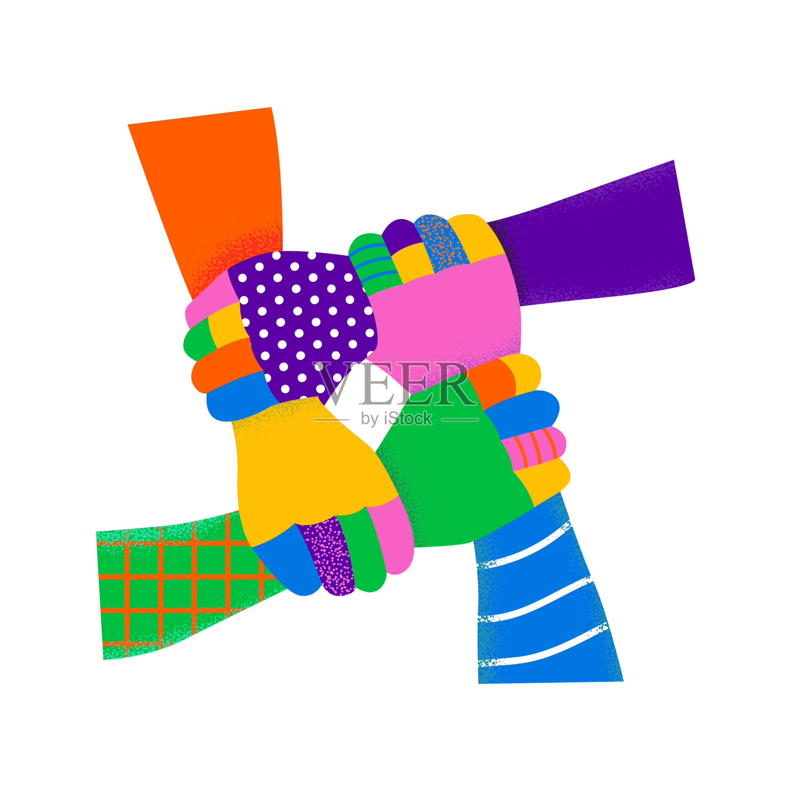 各色人等携手合作插画图片素材