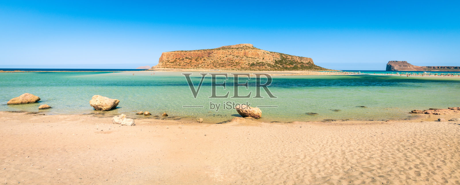 夏季的巴洛斯广场和格兰武萨岛，希腊全景岛，度假胜地照片摄影图片