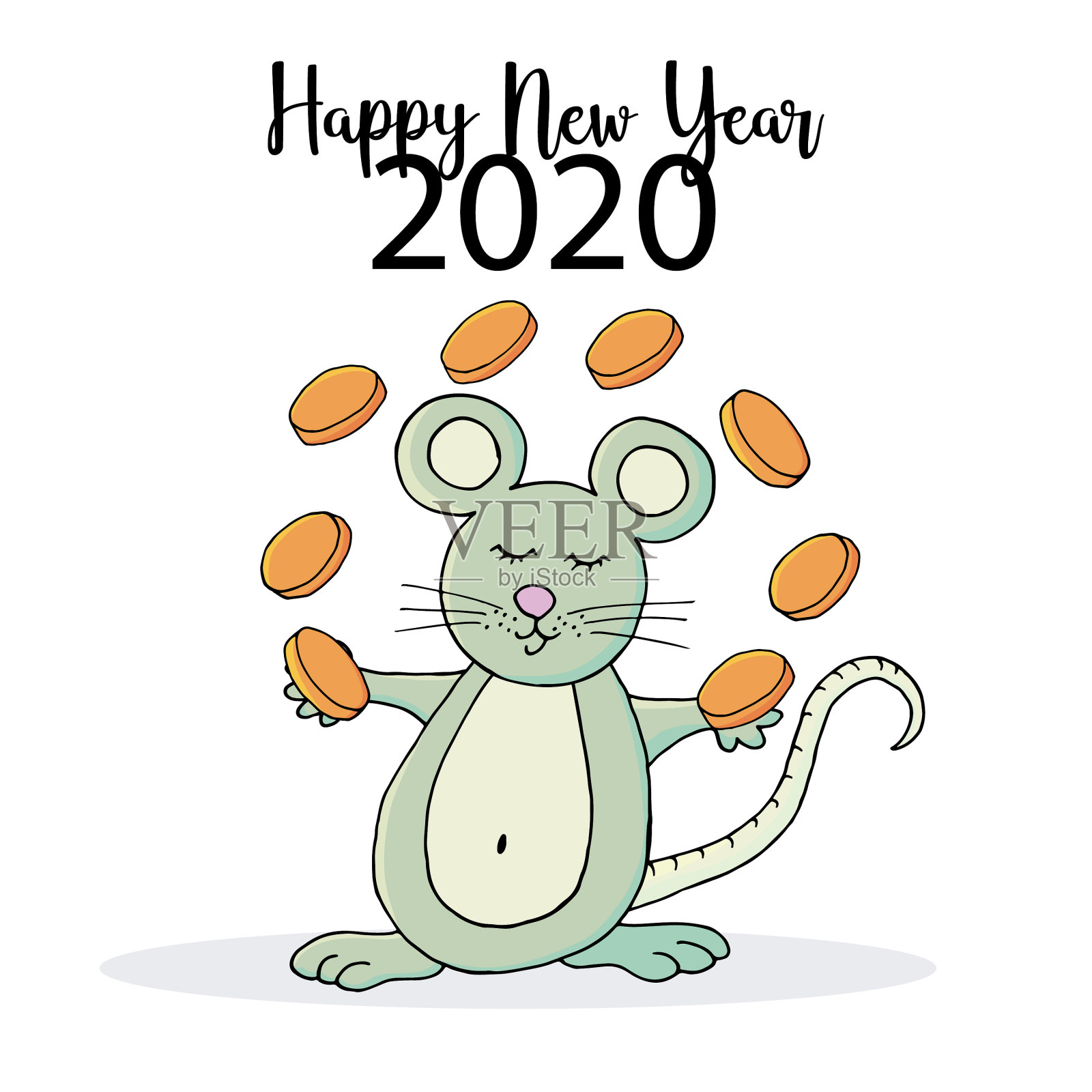 新年快乐2020横幅传单新年快乐设计元素图片