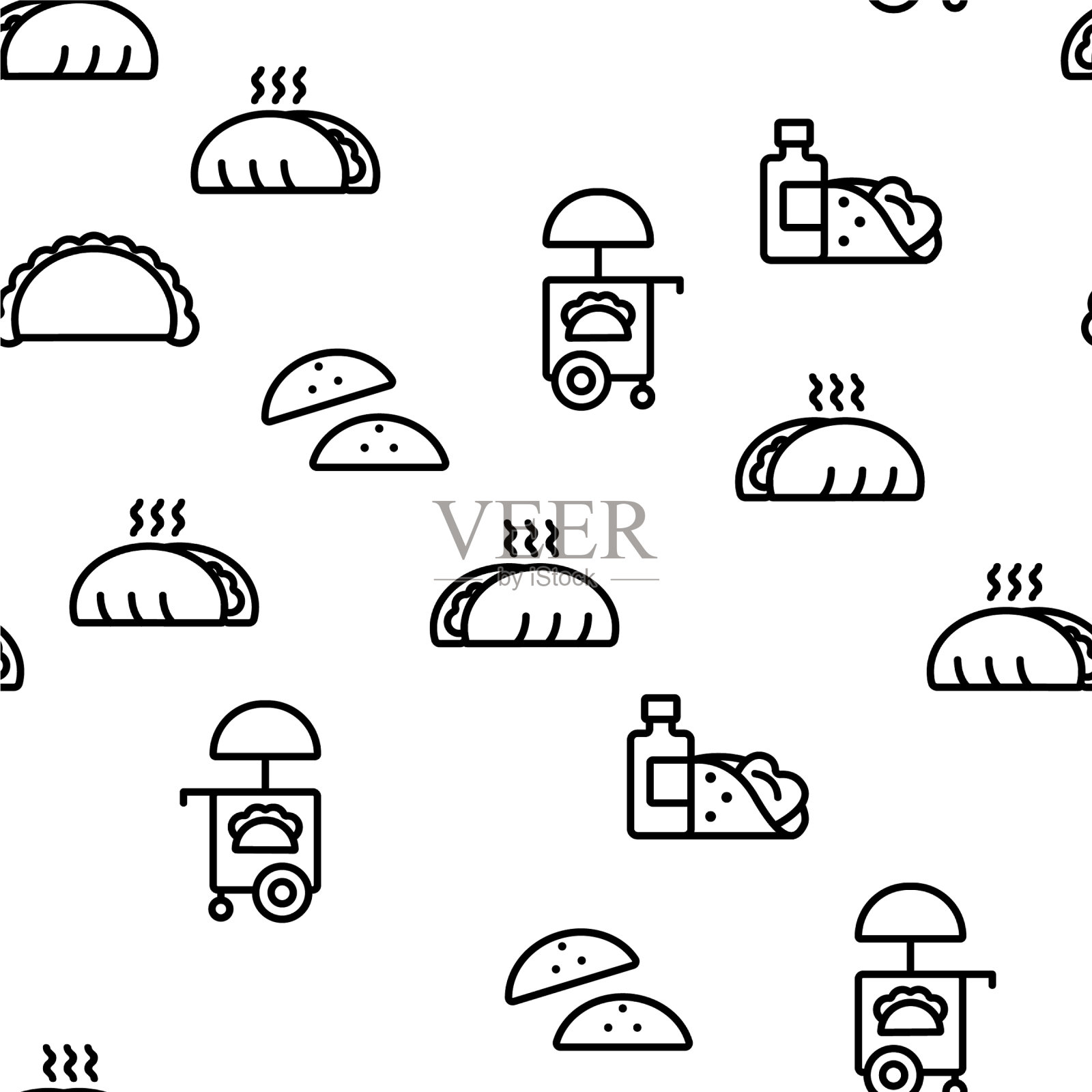 墨西哥卷饼无缝模式插画图片素材