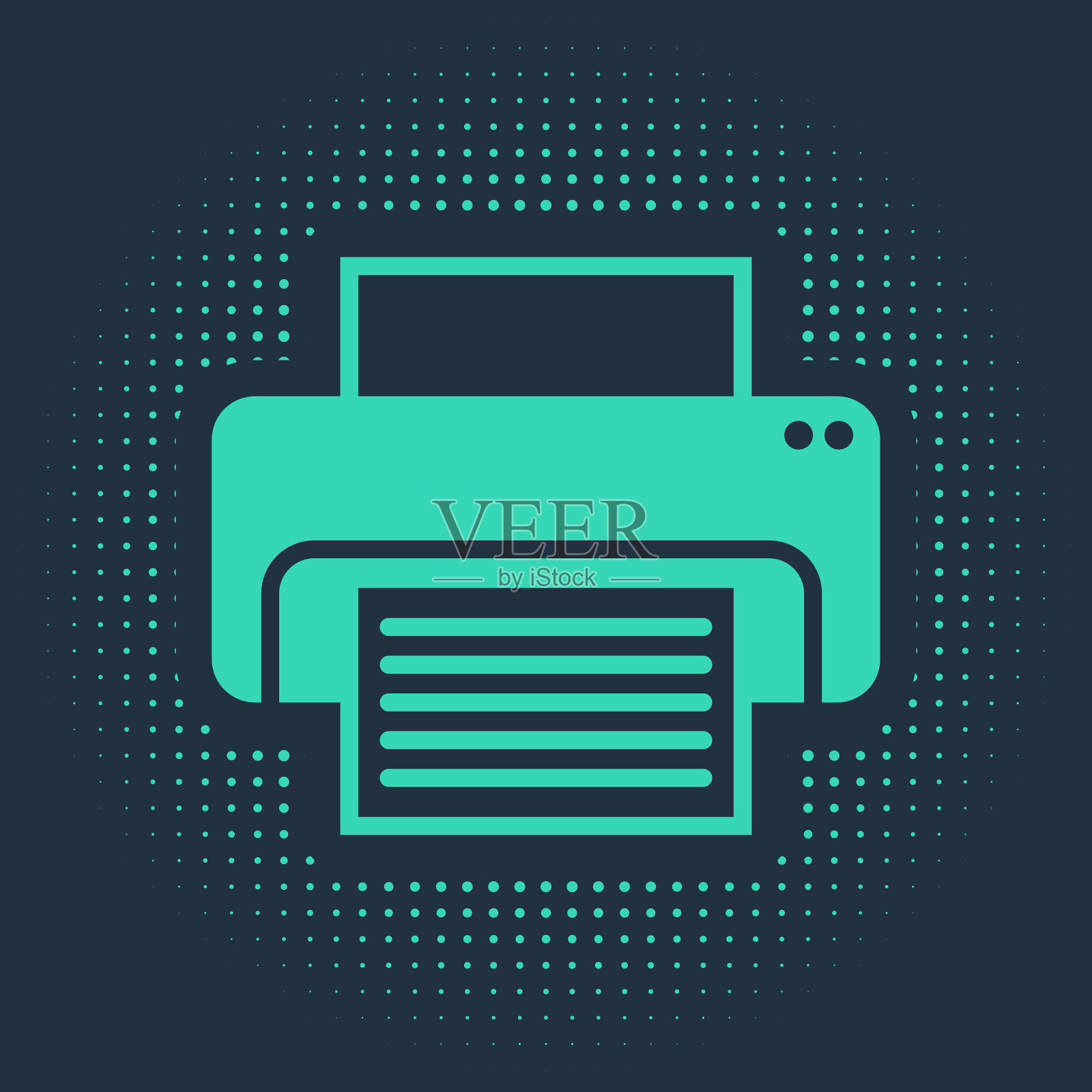 蓝色背景上孤立的绿色打印机图标插画图片素材