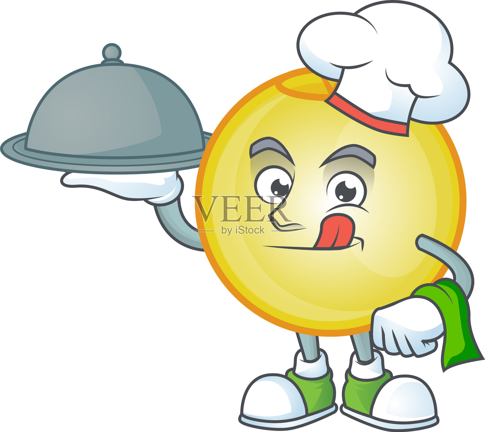 黄金圣诞，人物厨师手持食物插画图片素材