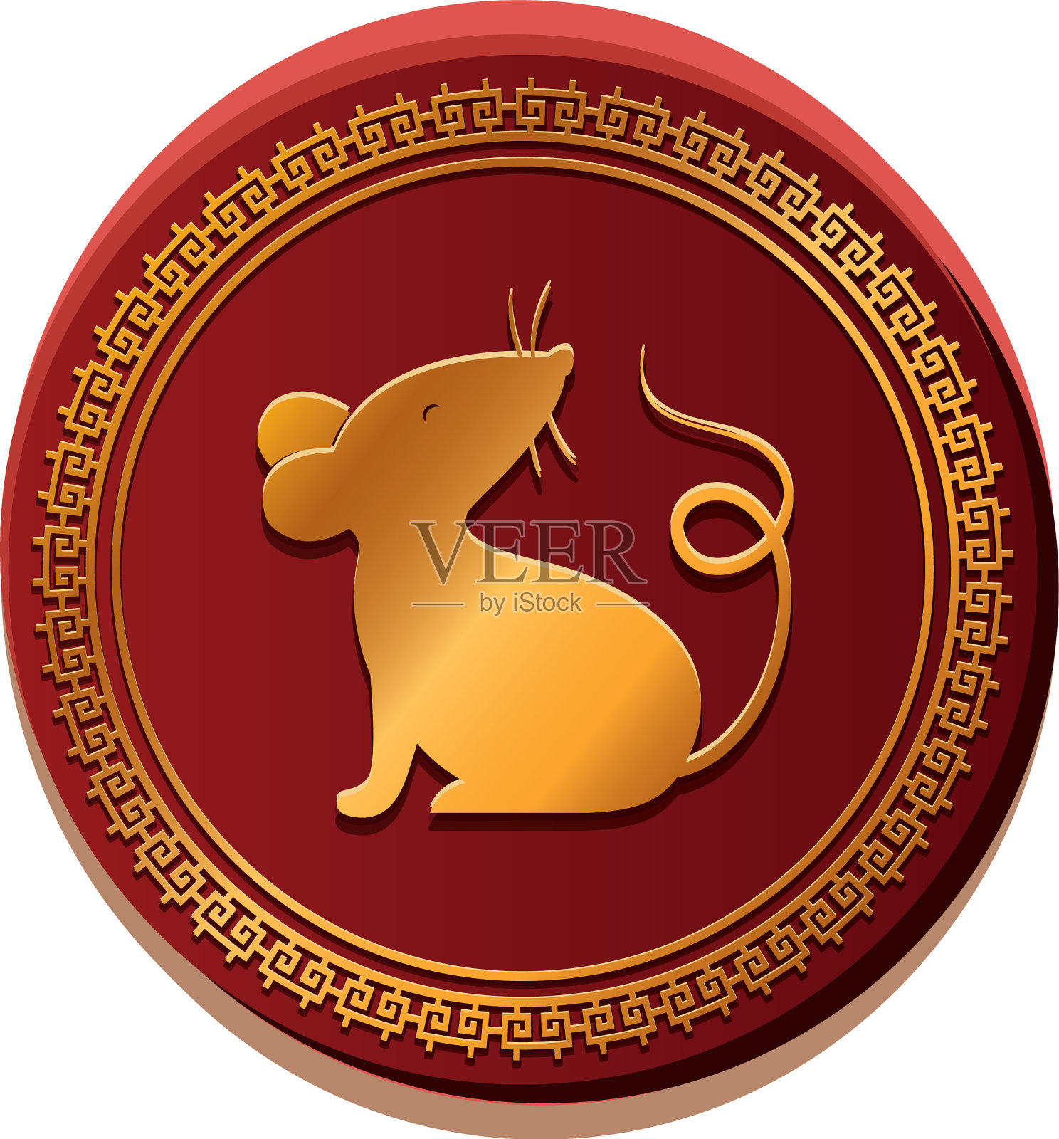 孤立鼠标里面的印章设计插画图片素材