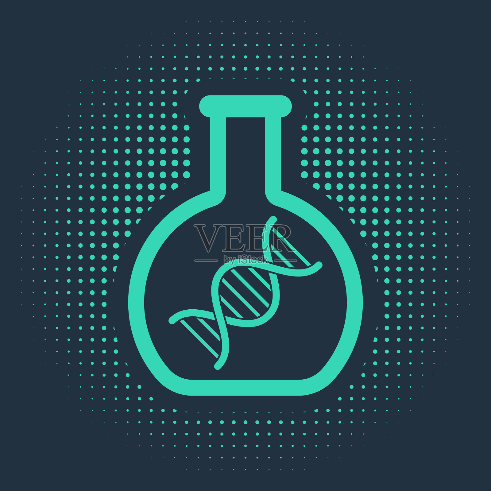 绿色DNA研究图标分离蓝色插画图片素材