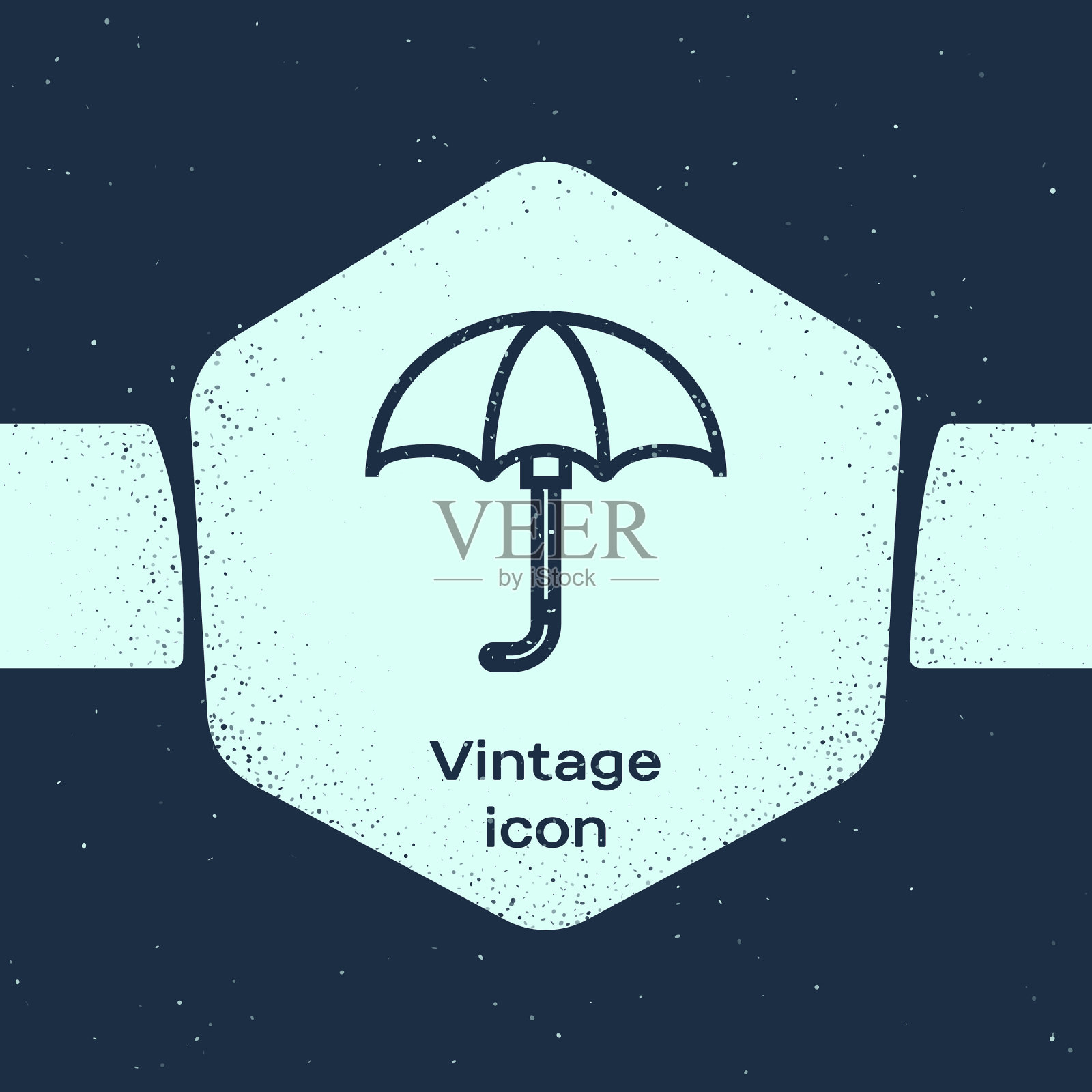 Grunge线经典优雅的开伞图标图标素材