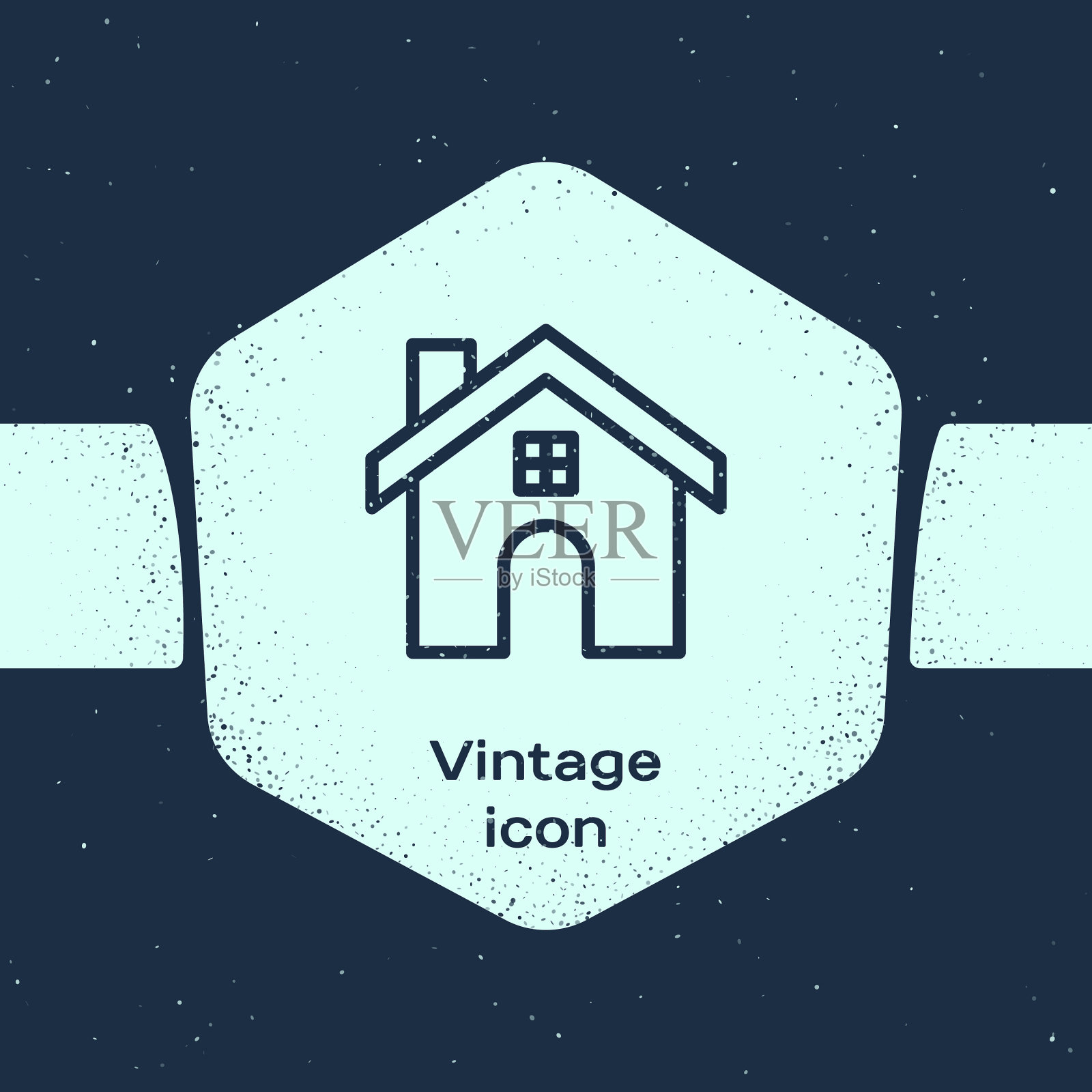 垃圾摇滚线房子图标孤立在蓝色图标素材