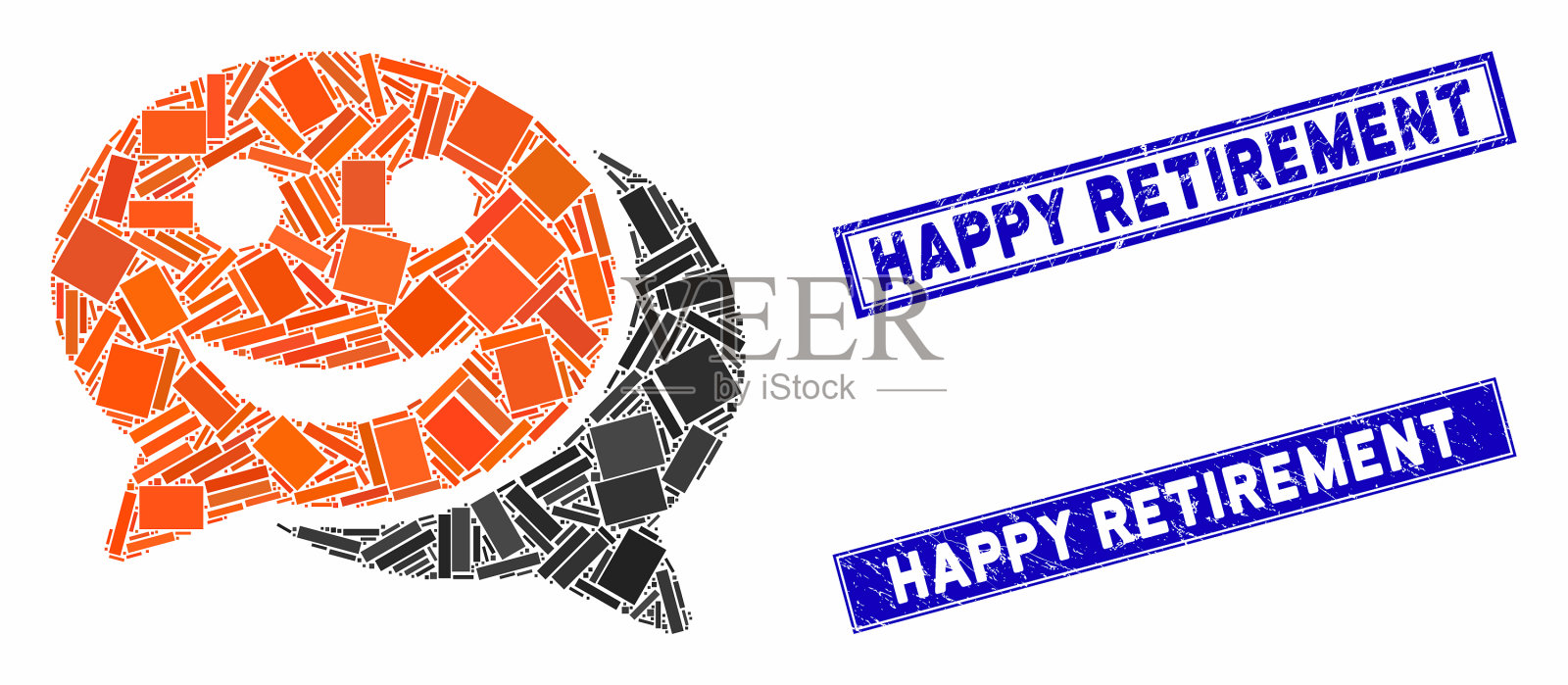 快乐的聊天马赛克和垃圾矩形快乐插画图片素材