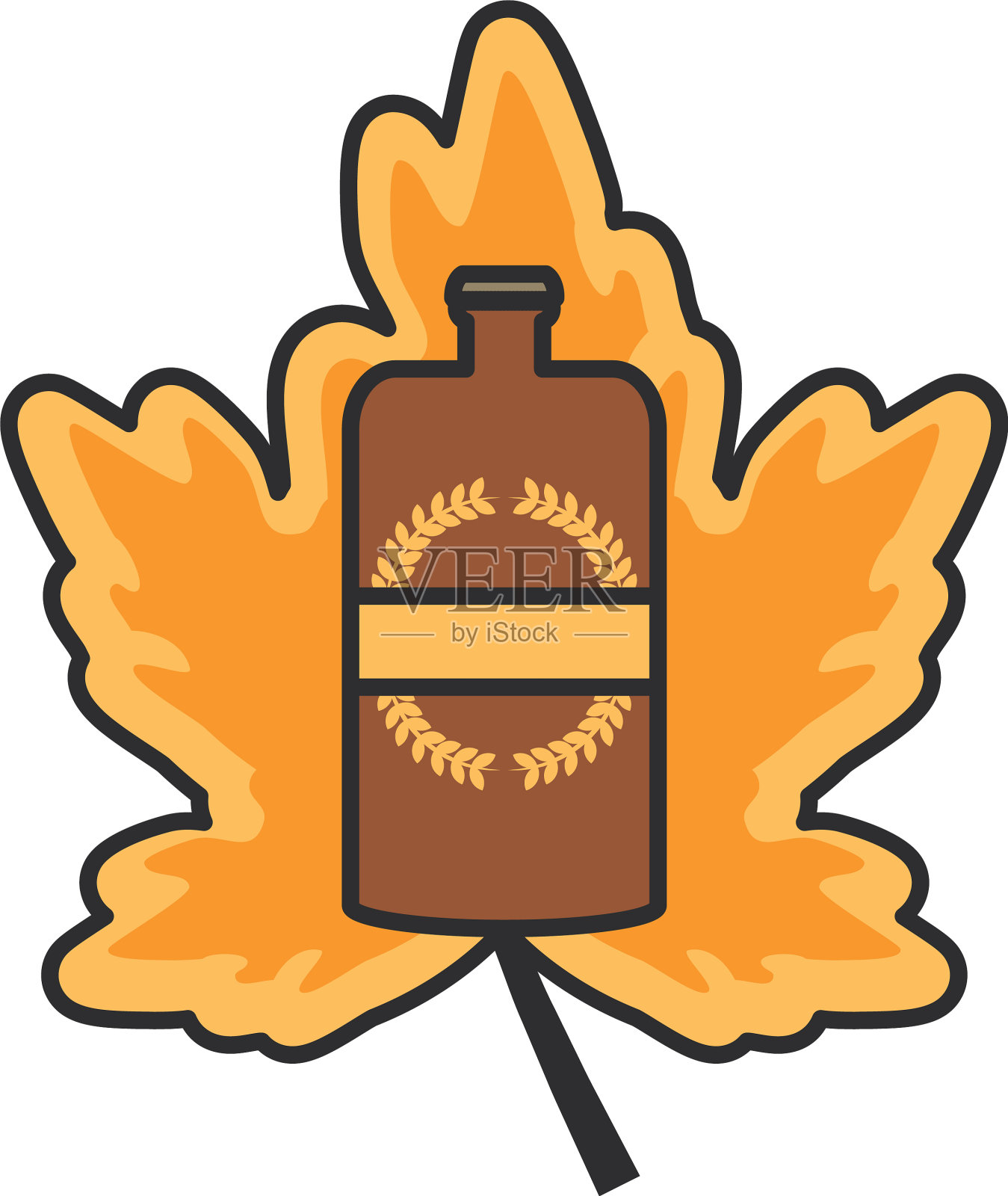 瓶啤酒和叶啤酒节的图标设计元素图片