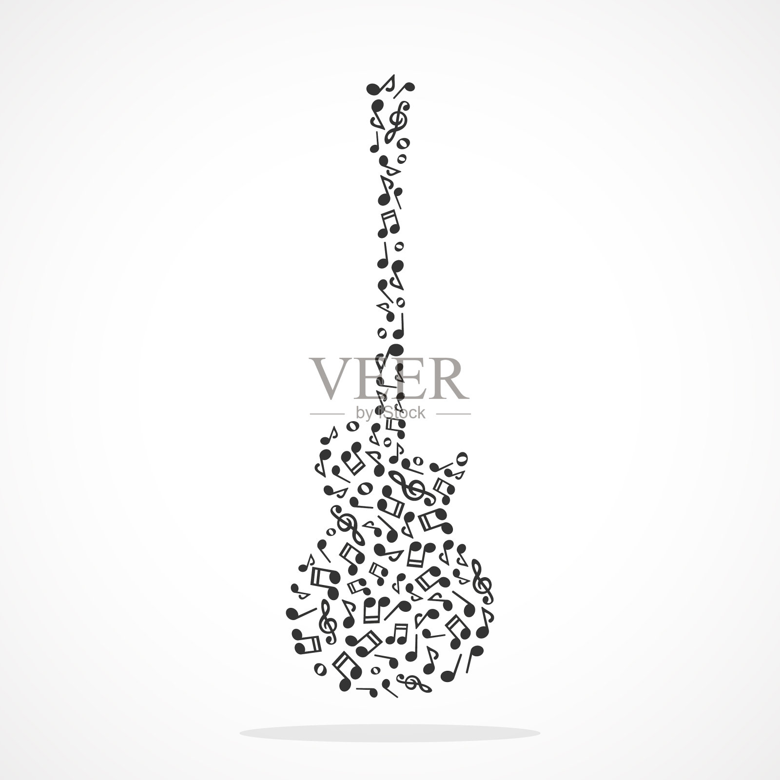 形成电吉他的音符插画图片素材