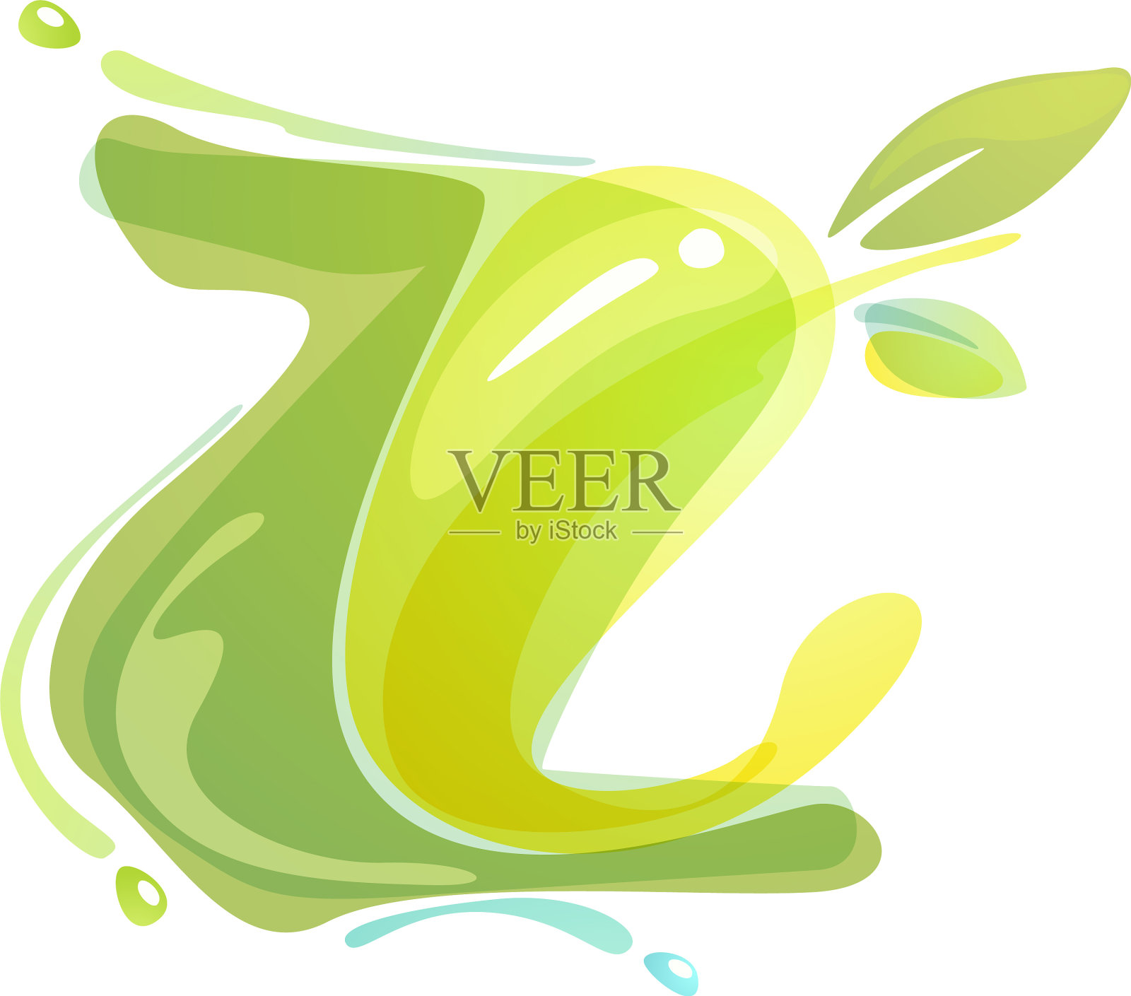 Z字母生态标志形成水彩喷溅设计元素图片